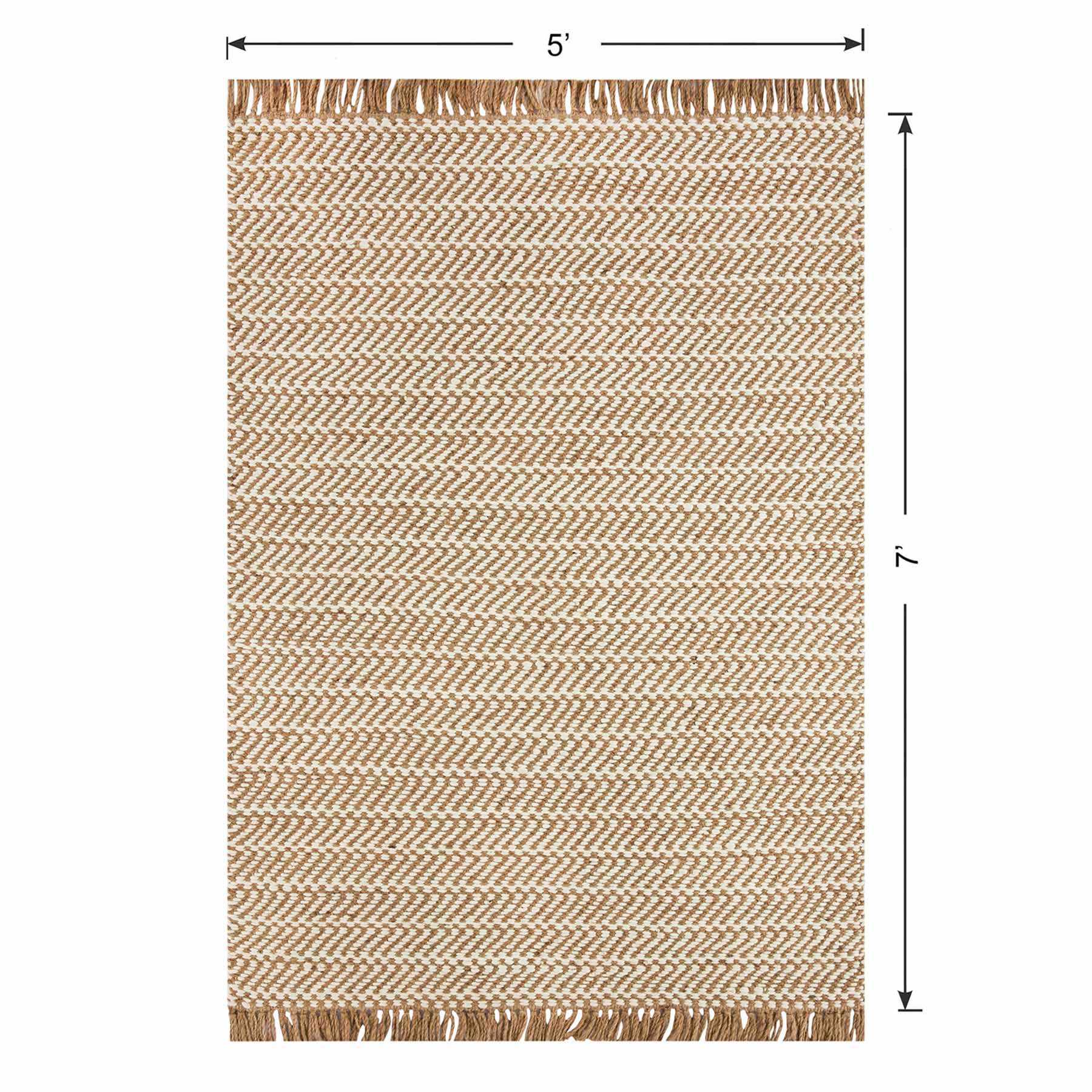 (B821) Crosby St. Moore Natural Herringbone Area Rug, 5x7