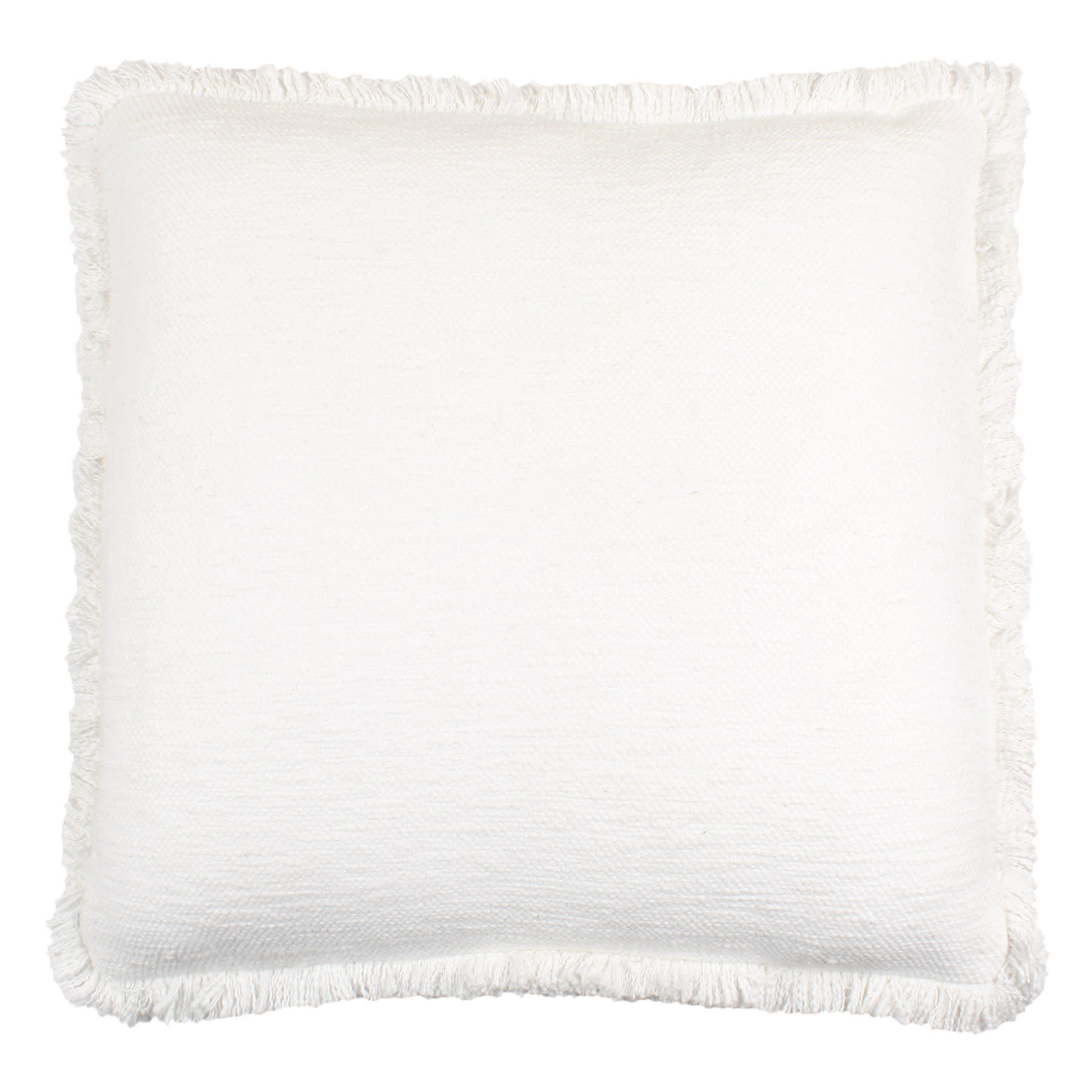Found & Fable Solid White Woven Throw Pillow with Fringe, 24"