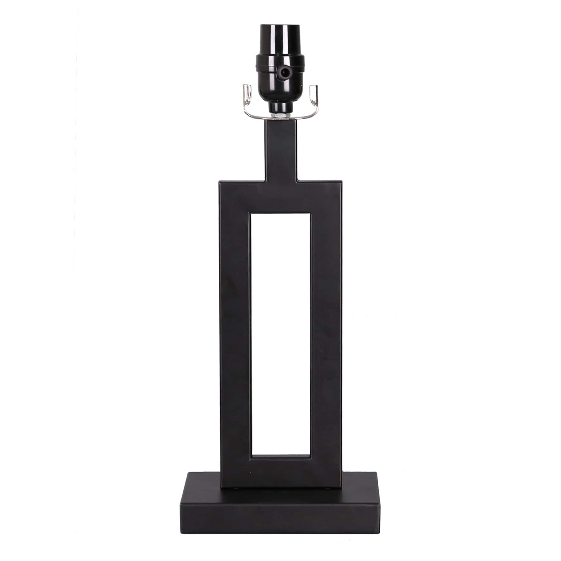 Black Metal Open Rectangle Small Lamp Base, 16"