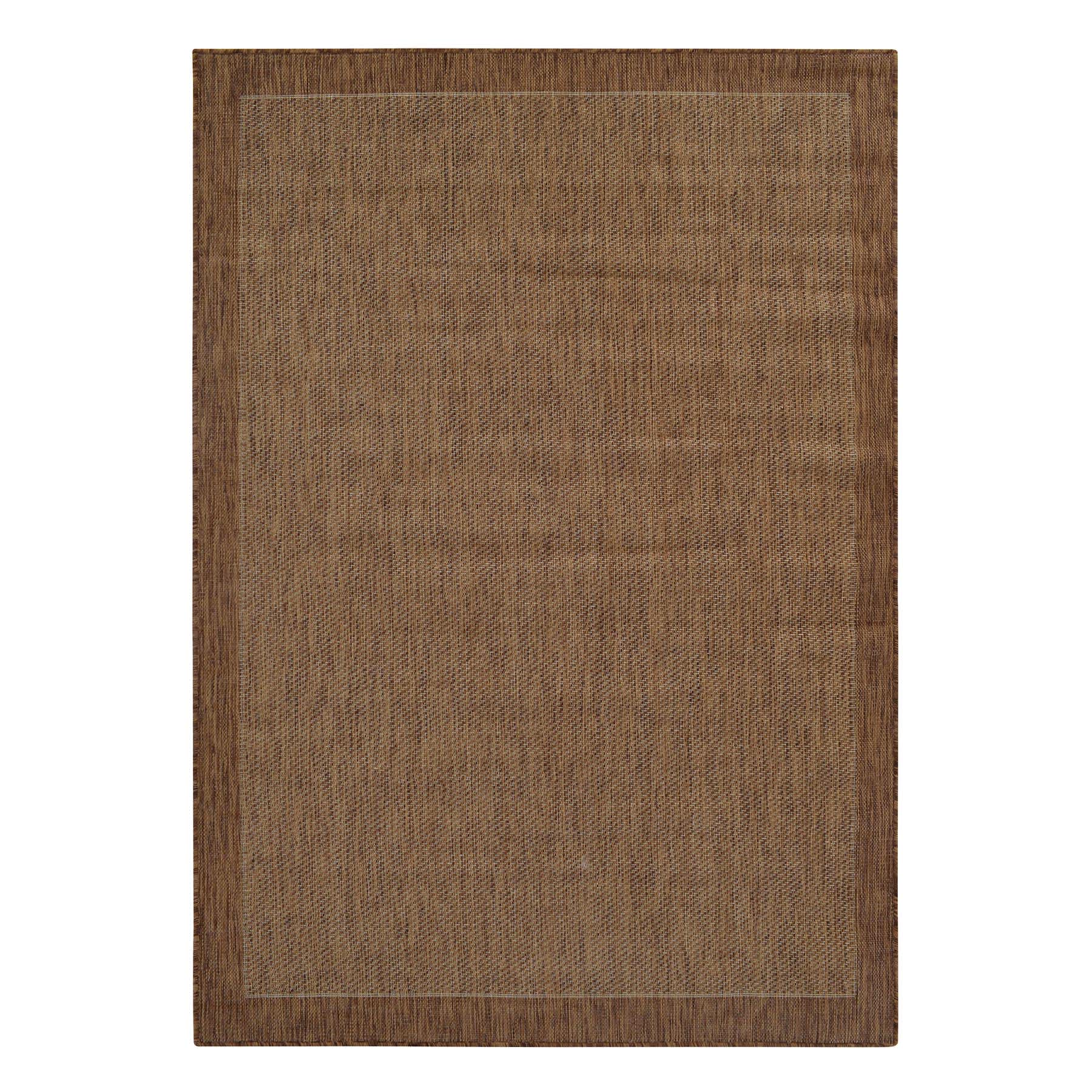 (E54) Light Brown Border Sisal Indoor & Outdoor Area Rug, 2x4