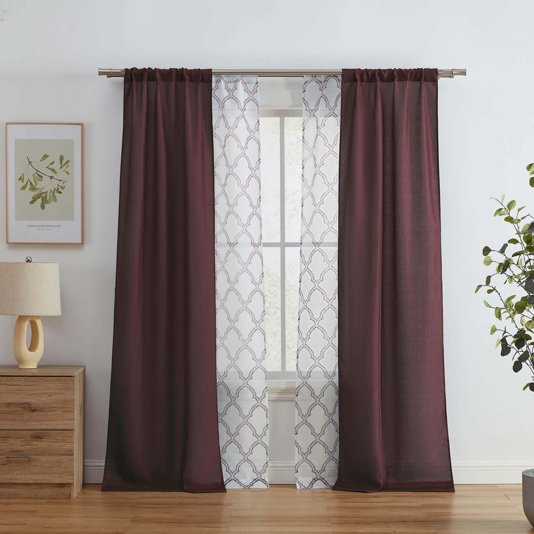 4-Pack Ryder & Oakfield Rhubarb Light Filtering Curtain Panels, 84"