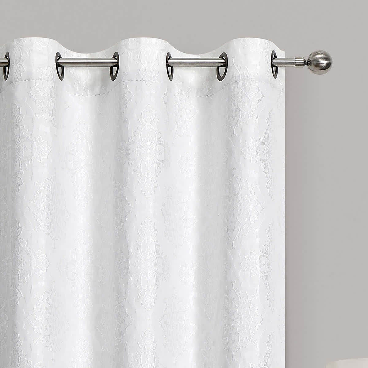 Maci White Jacquard Blackout Grommet Curtain Panel, 84"