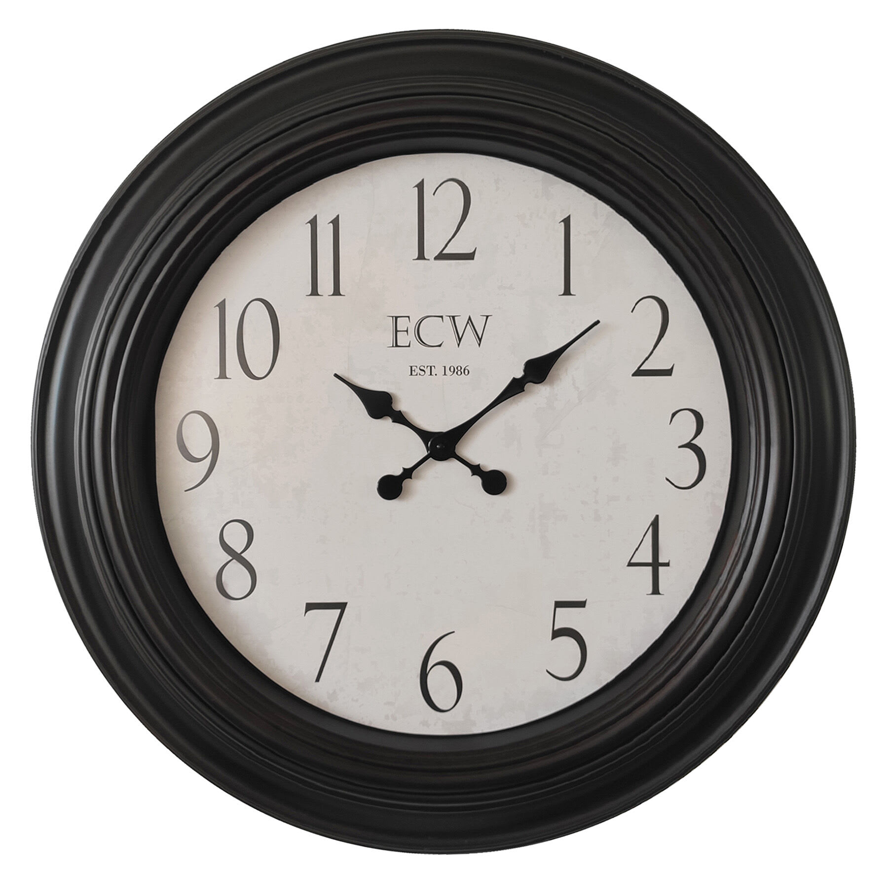 Distressed Black Classic Dial Round Wall Clock, 30"