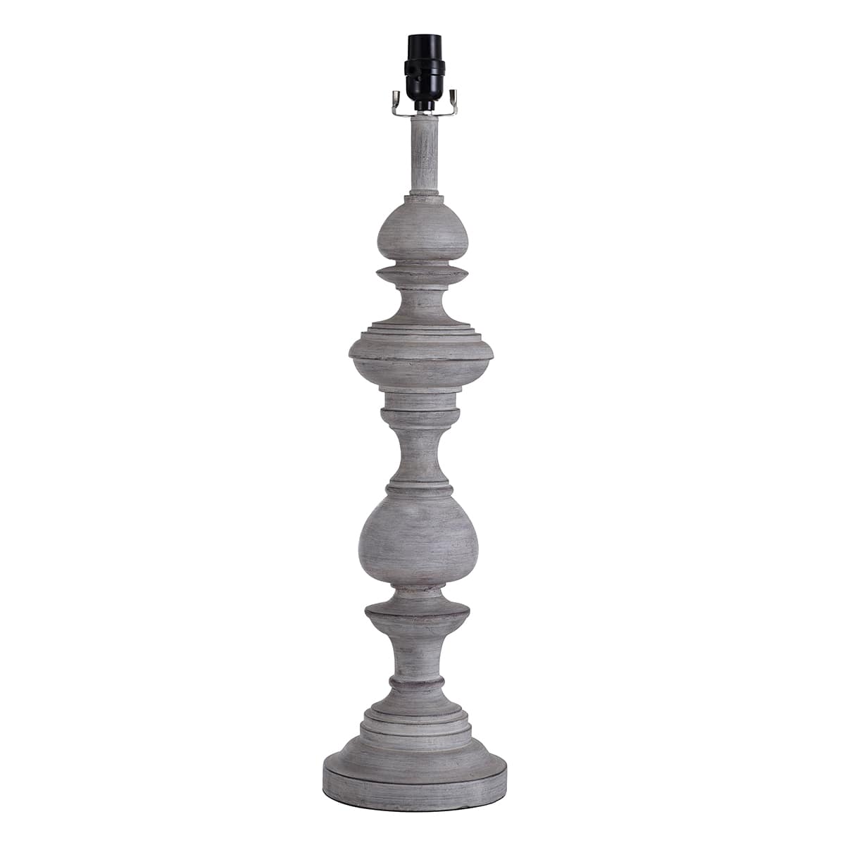 Grey Turned Leg Large Table Lamp Base, 28"