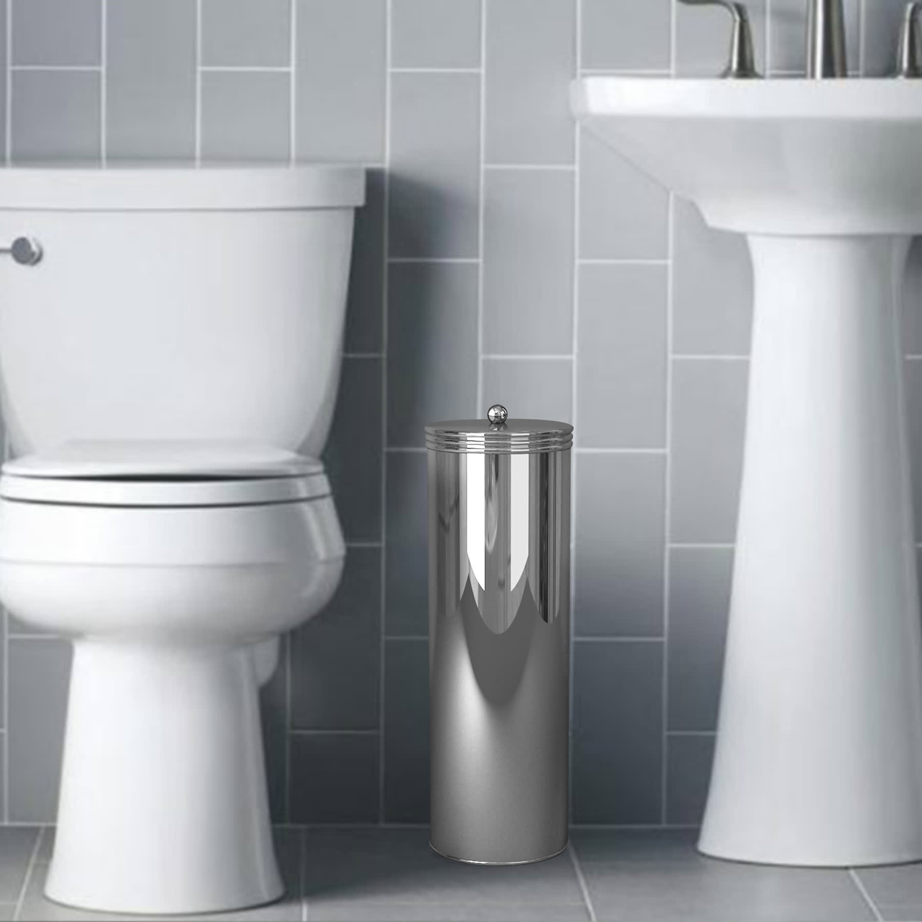 Baldwin Chrome Round Toilet Paper Holder with Lid