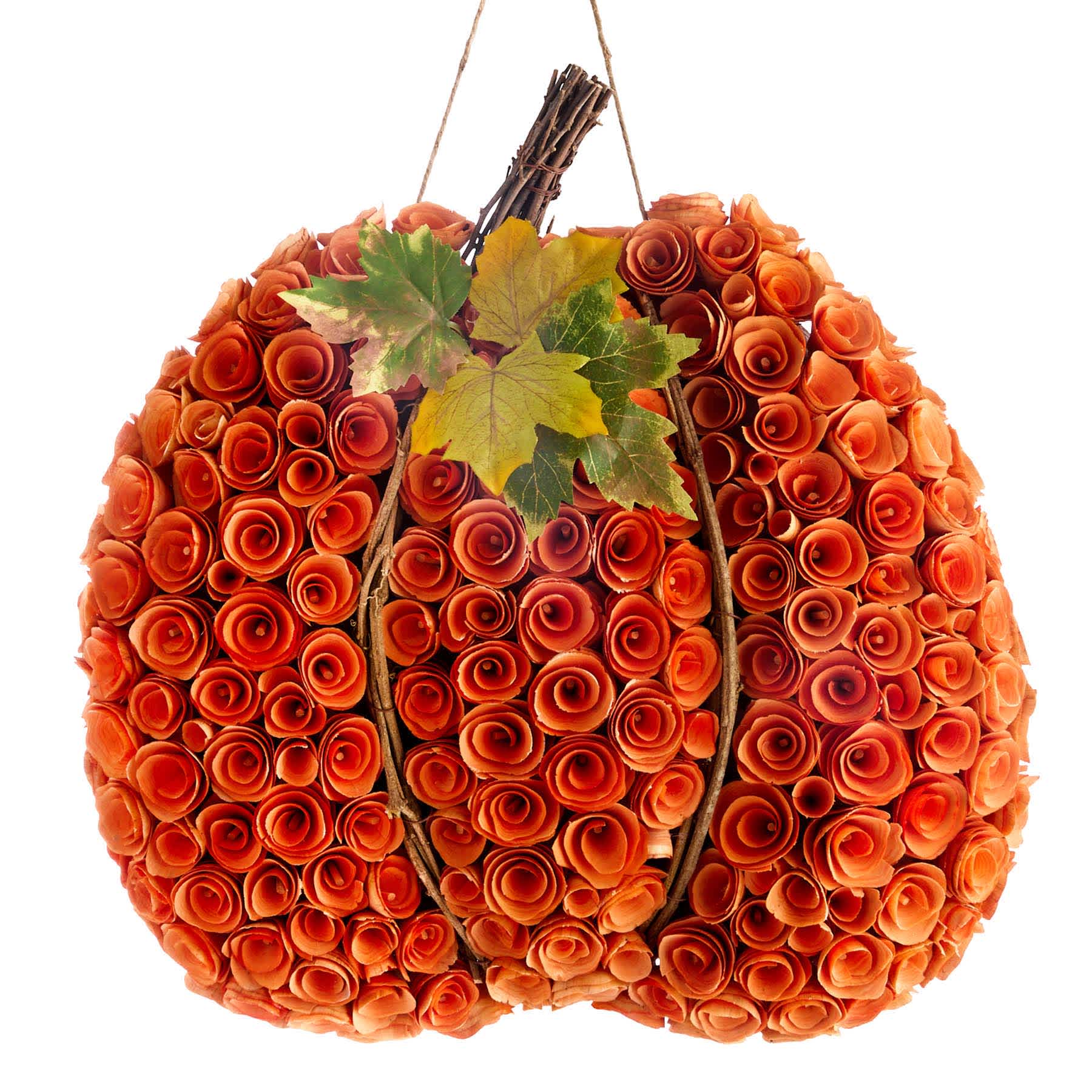 Homespun Harvest Orange Wood Curl Pumpkin, 18"