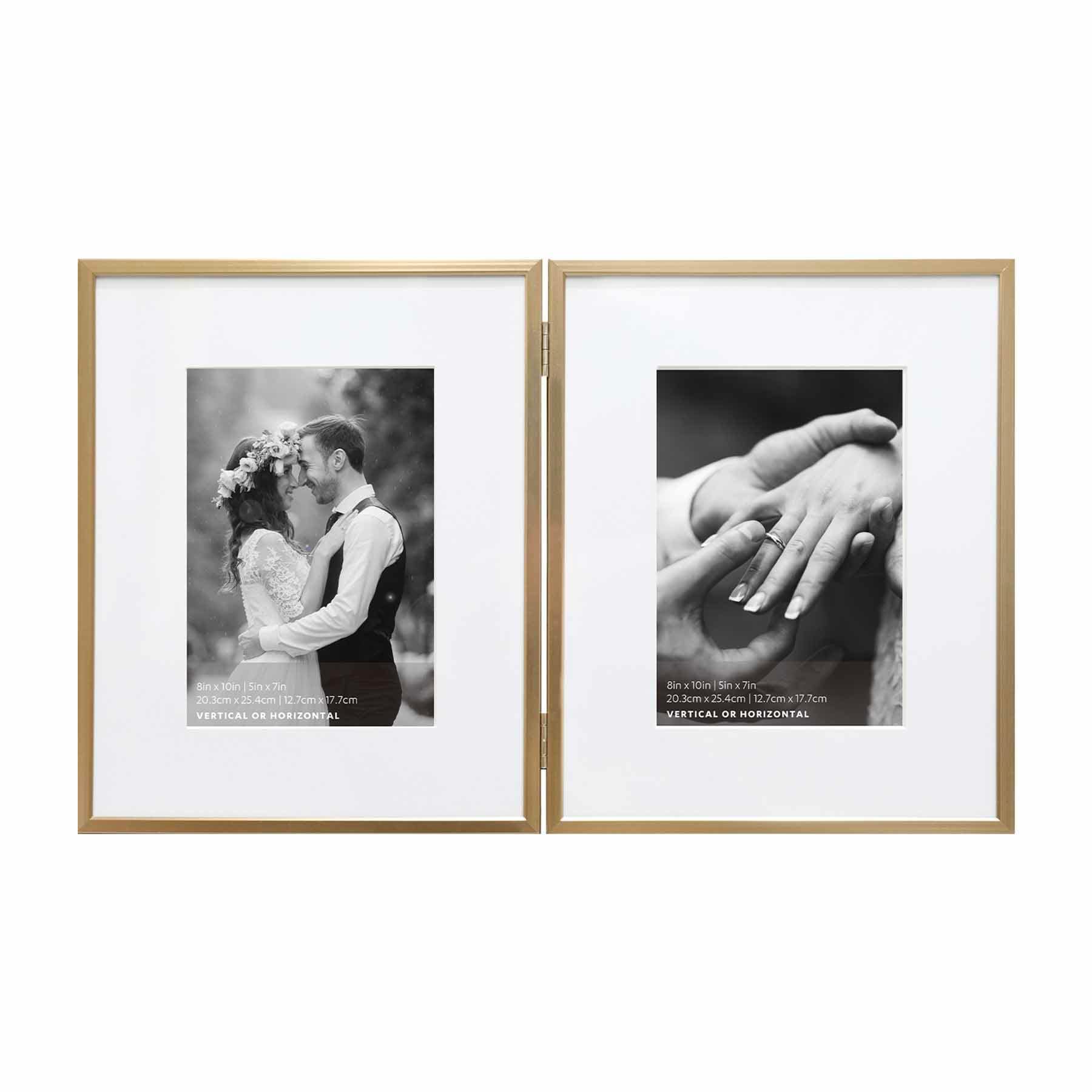 2-Openings Champagne Aluminum Photo Frame, 8x10