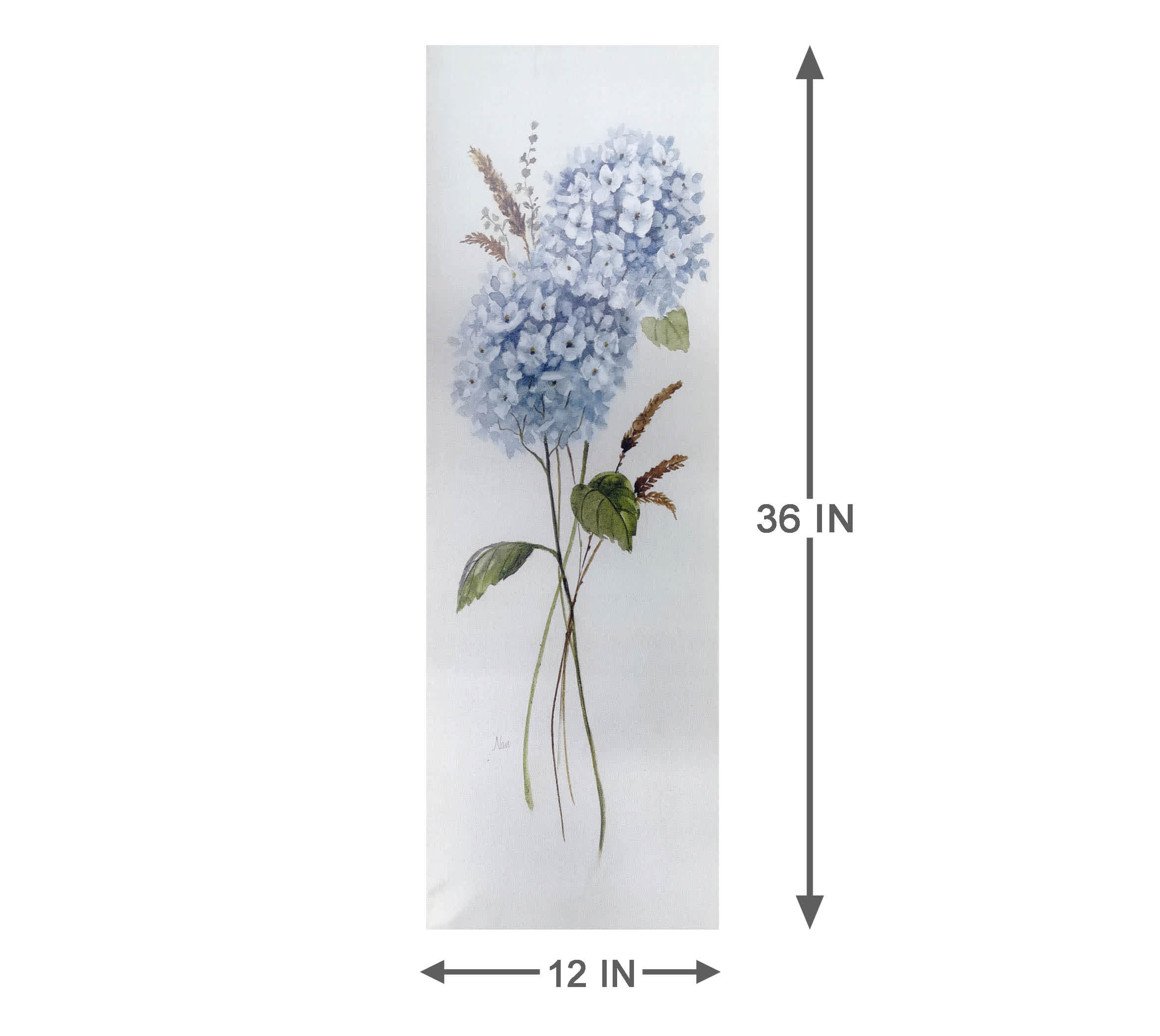 Providence Petite Blue Hydrangea Canvas Wall Art, 12x36