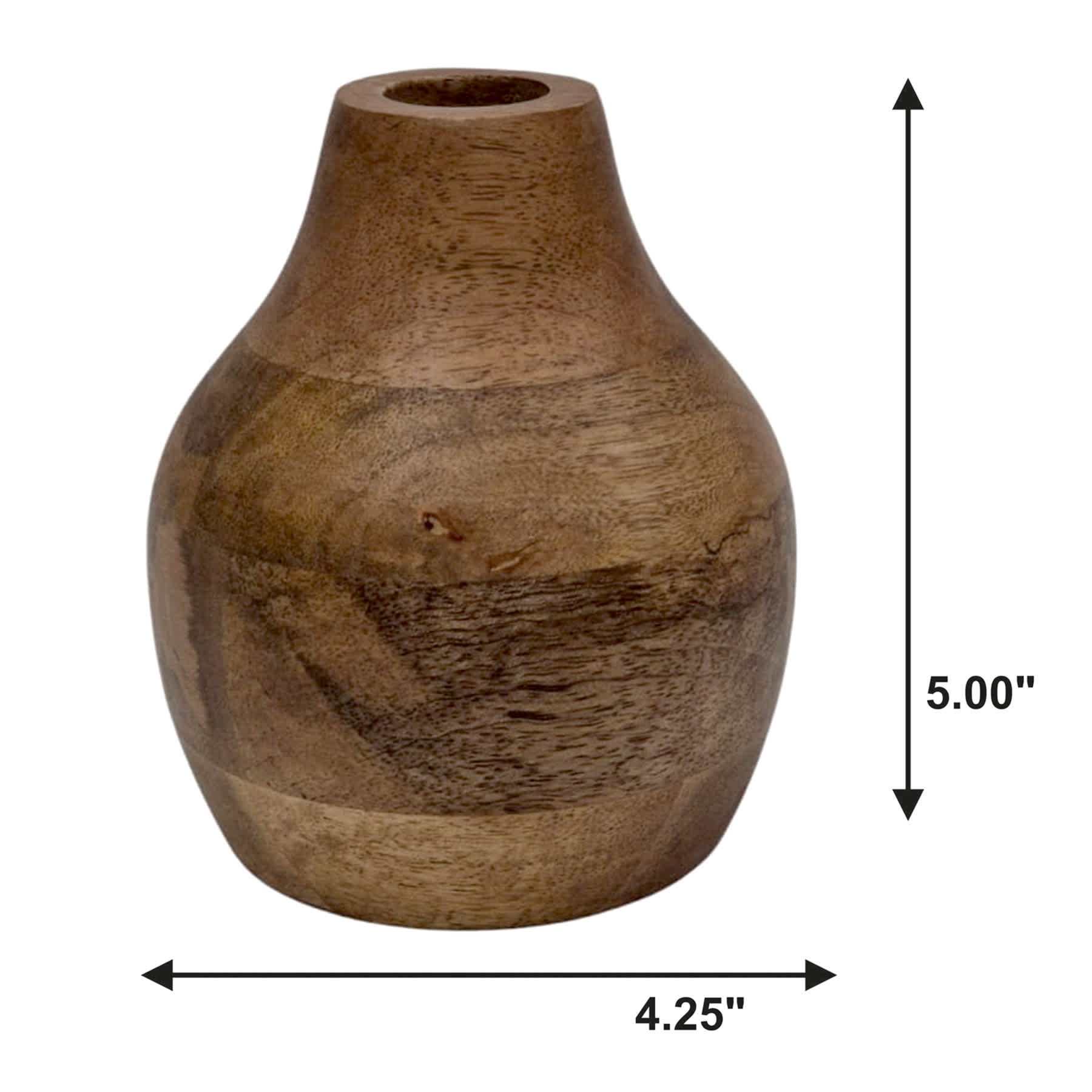 Mango Wood Flower Vase, 4"
