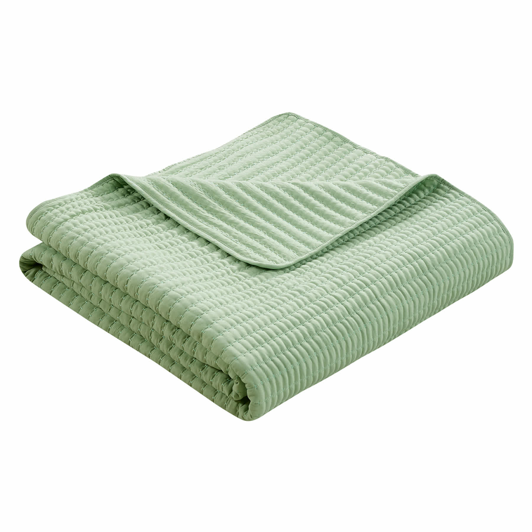 Honeybloom 3-Piece Green Washed Microfiber Quilt Set, Full/Queen