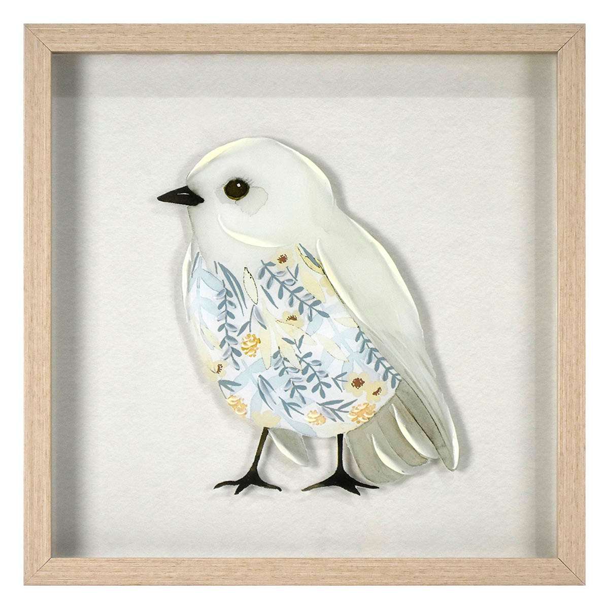 Honeybloom Glass Framed Bird Print Wall Decor, 12"