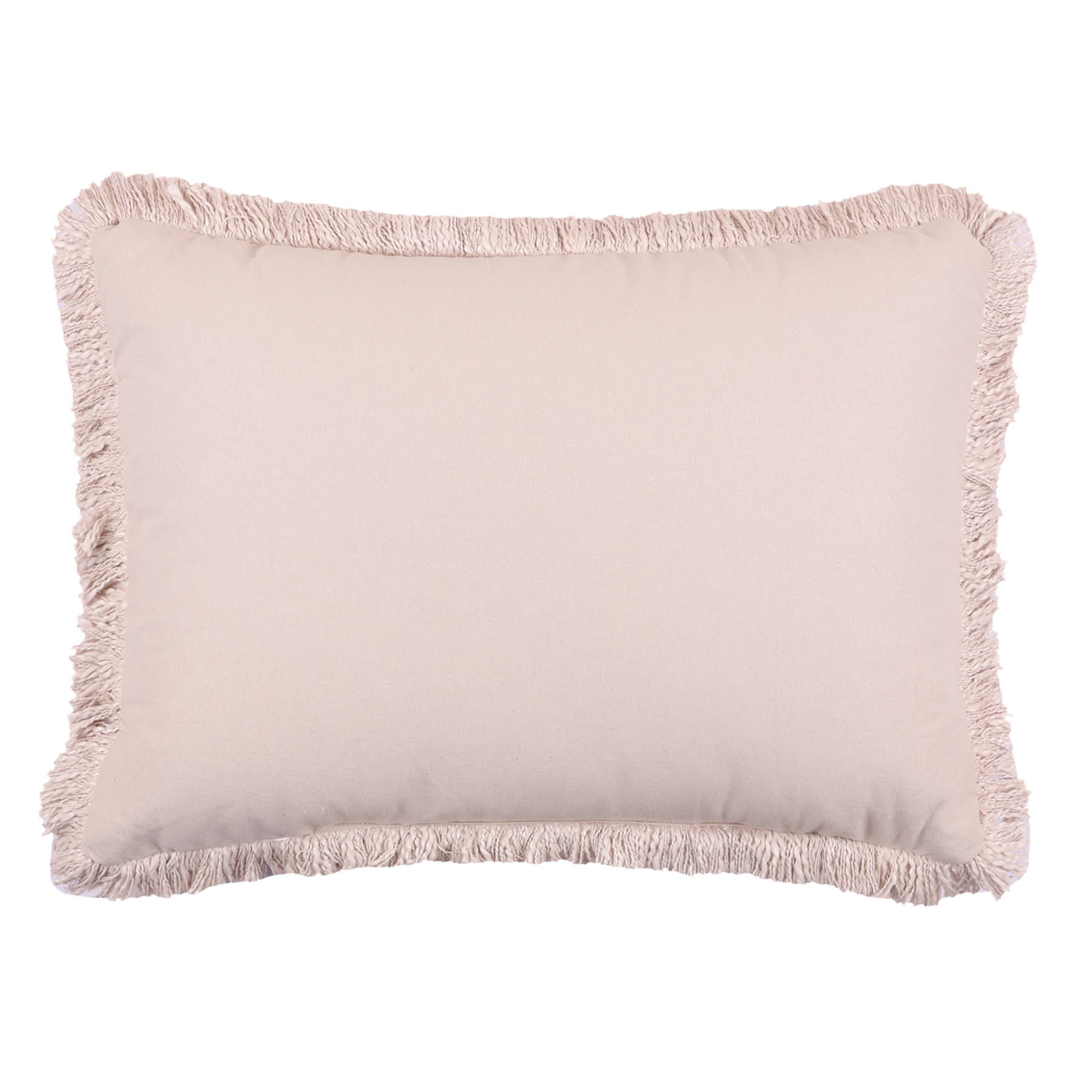 Found & Fable Solid Taupe Woven Throw Pillow with Fringe, 14x20