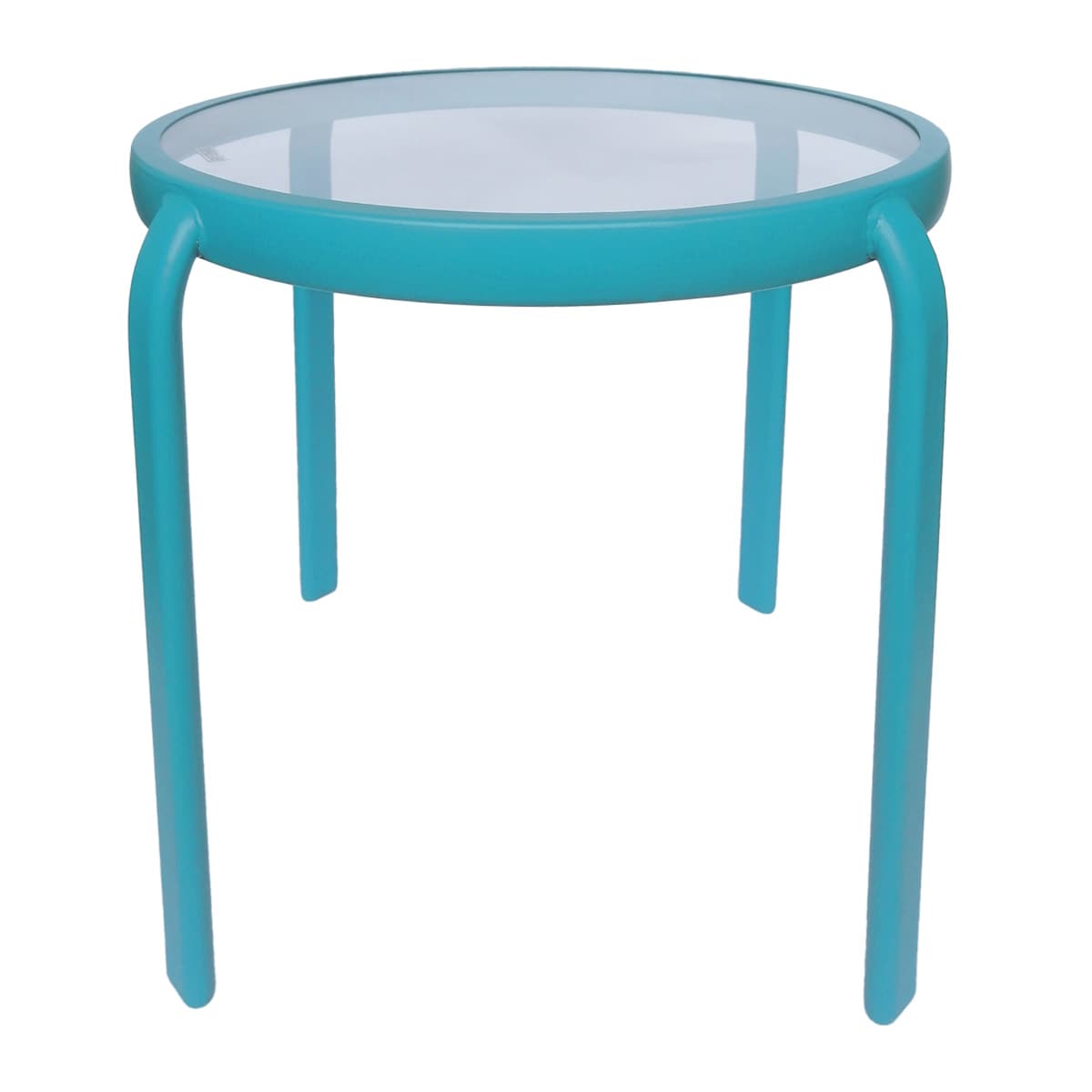 Glass Side Patio Table, Teal