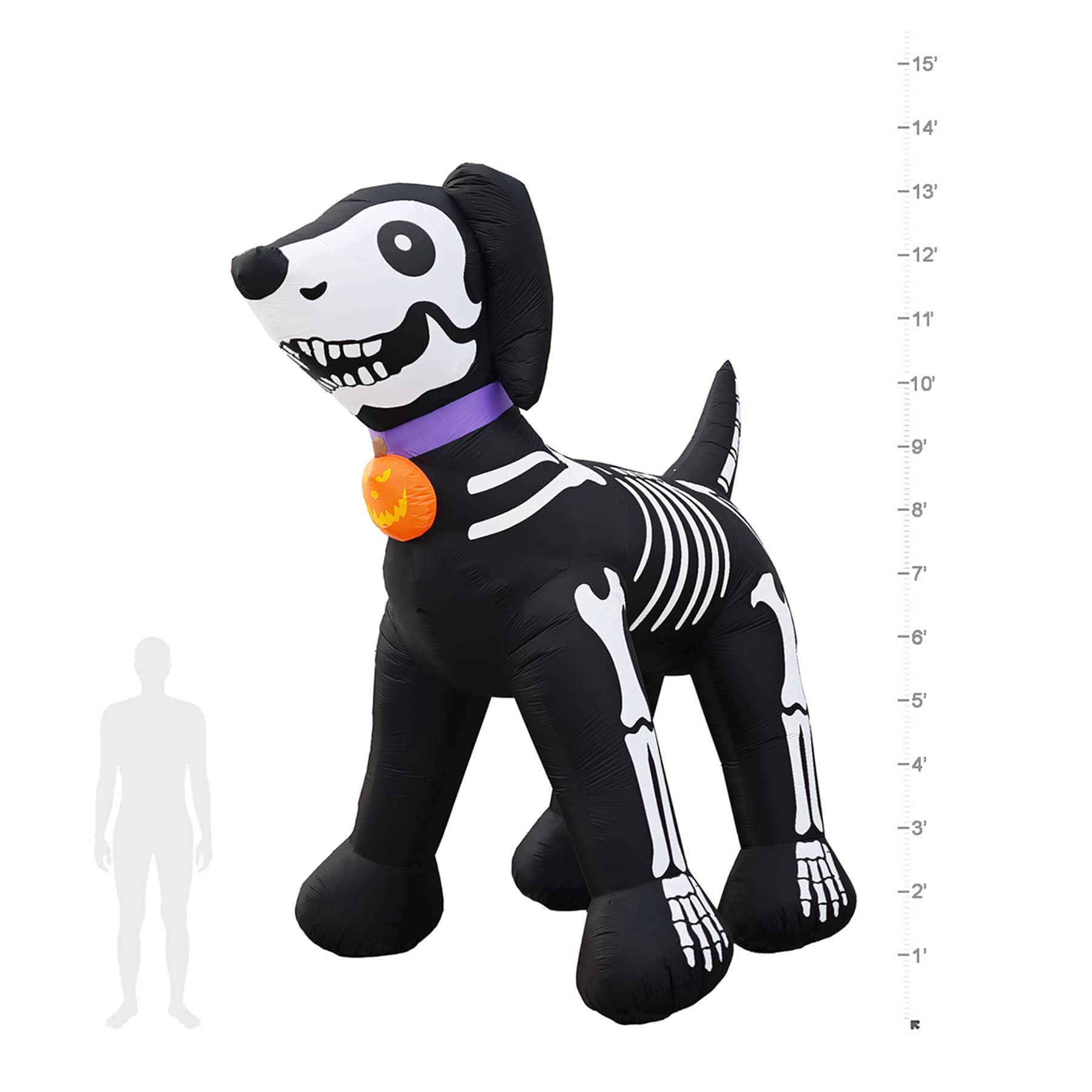 Skeleton Dog Halloween Inflatable, 13.5'