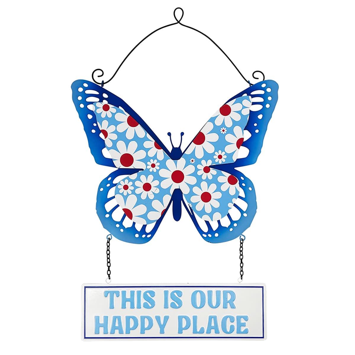 Sunny Club Metal This Is Our Happy Place Butterfly Outdoor Wall Decor, 13"