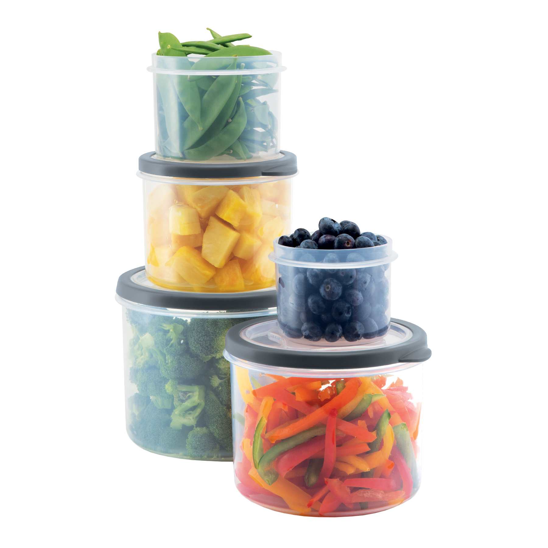 10-Piece Round Plastic Food Storage Set with Vent Lid