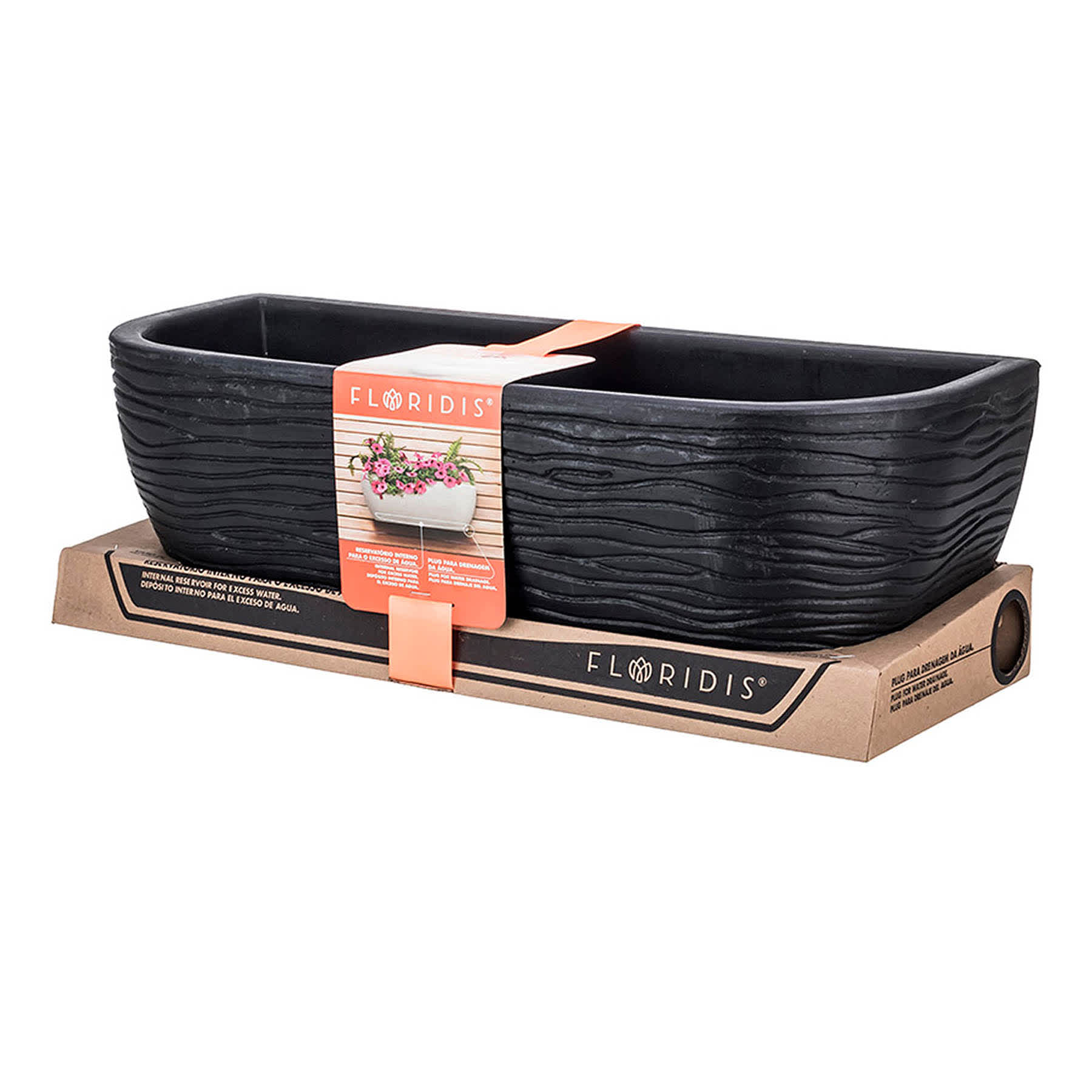 Black Wall Outdoor Planter, Large