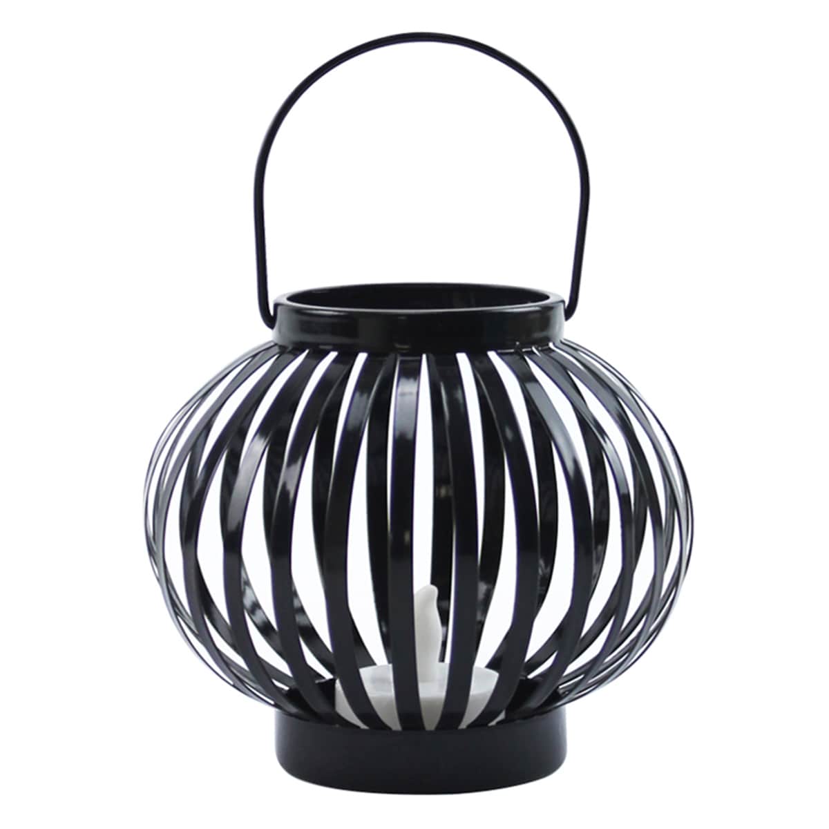 Black Metal LED Tealight Candle Lantern, 4"