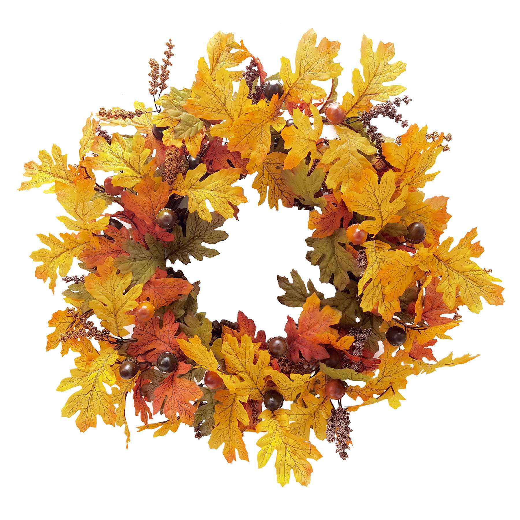 Orange Pinecone & Maple Leaves Wreath, 24"