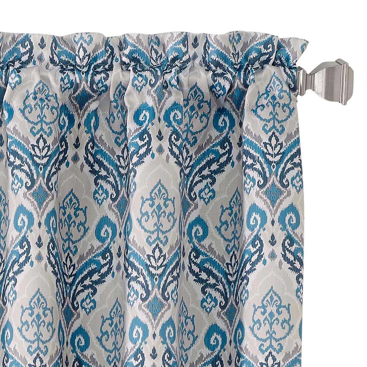 Blue Paisley Printed Rod Pocket Blackout Curtain Panel, 84"