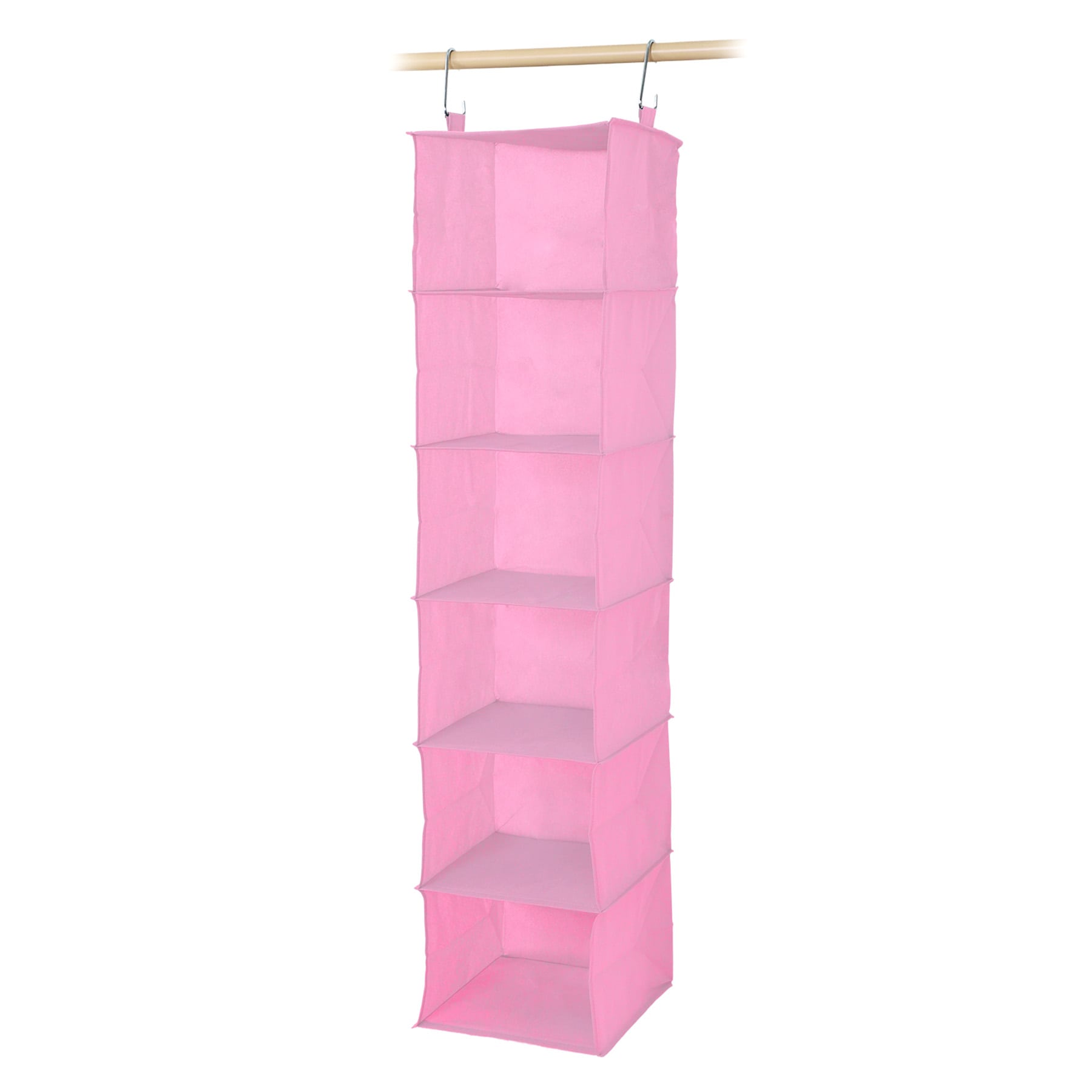 6-Piece Hanging Closet Oragnizer Set, Pink
