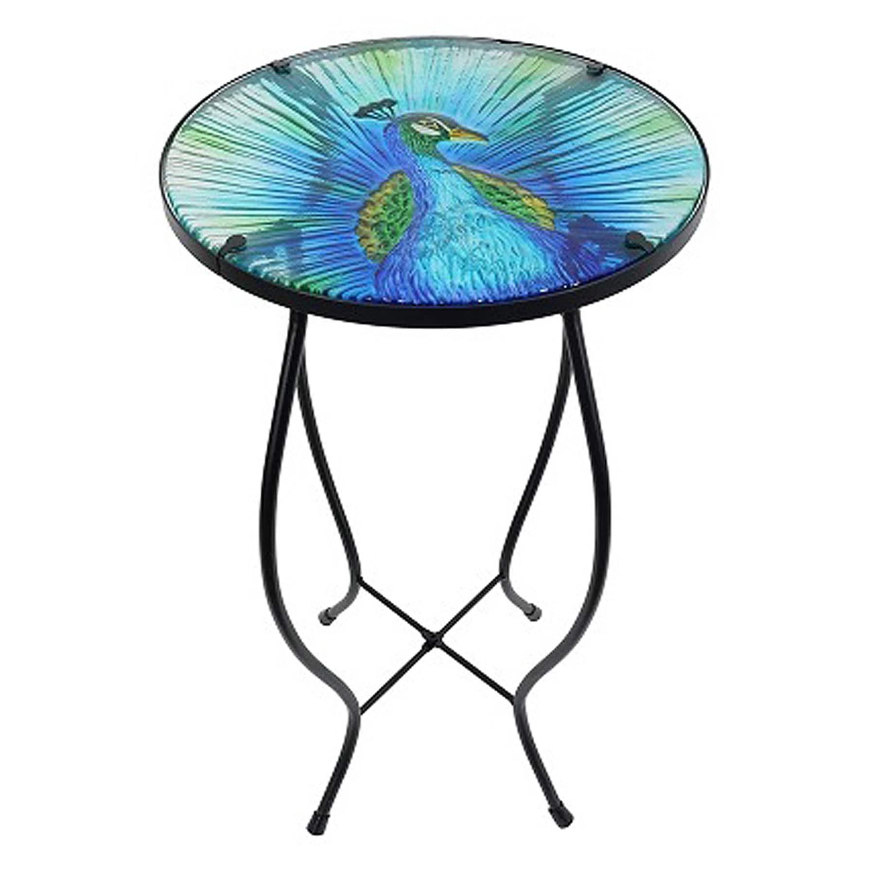 Peacock Glass Plant Stand, 12"