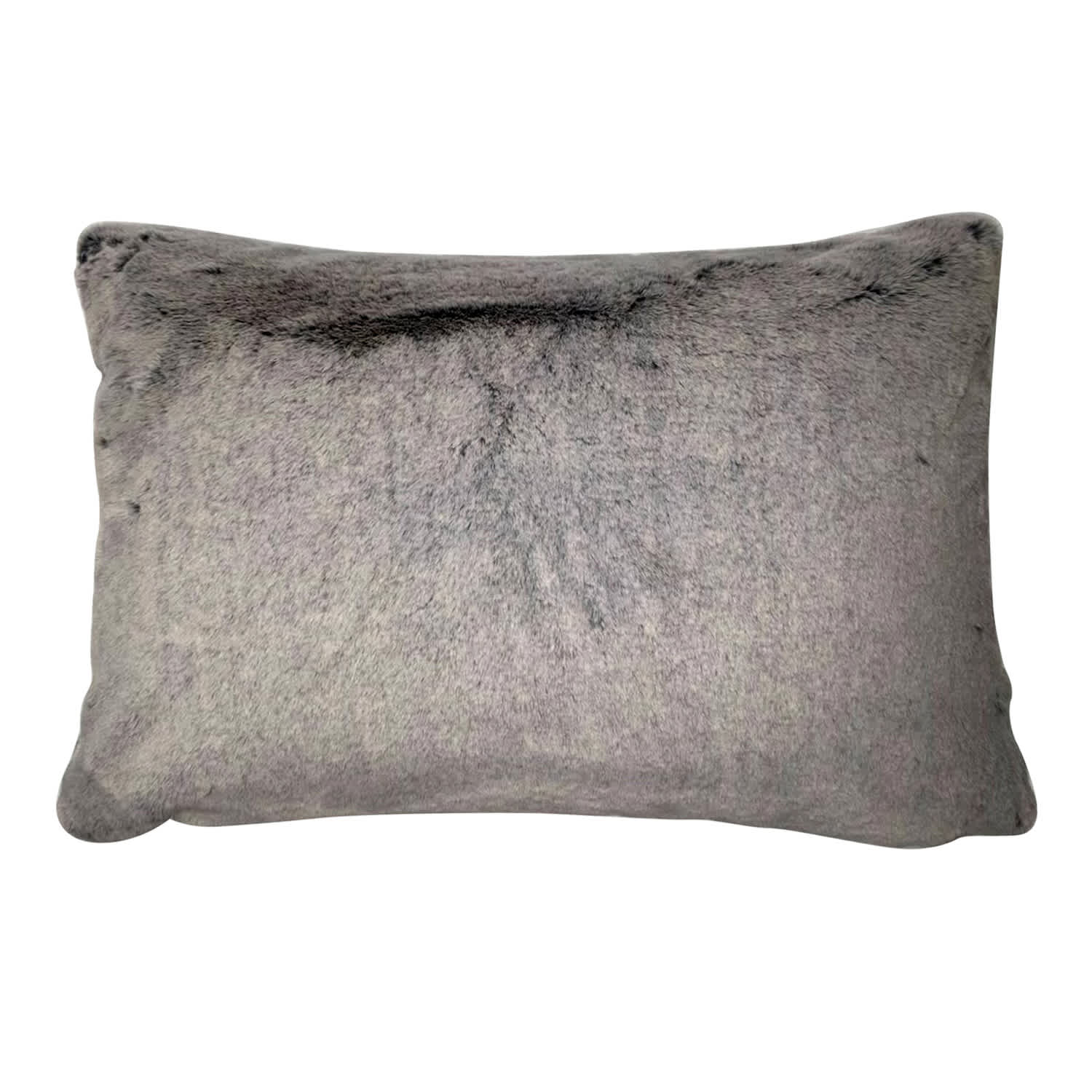 Grey Luxury Chinchilla Faux Fur Throw Pillow, 14x20