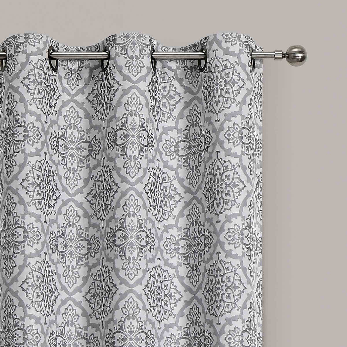 Maci Grey Jacquard Blackout Grommet Curtain Panel, 84"