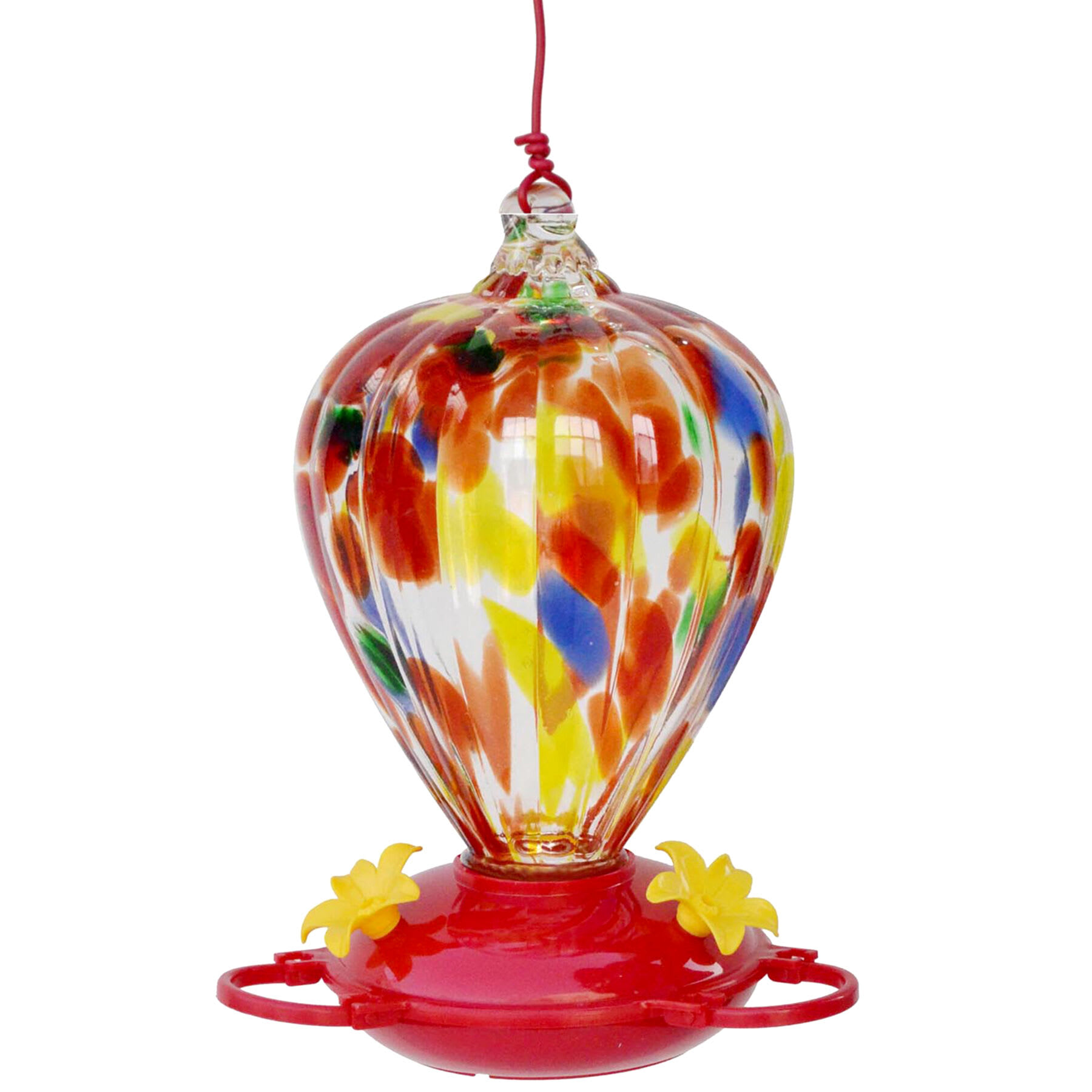 Red Glass Balloon Hummingbird Feeder, 32oz