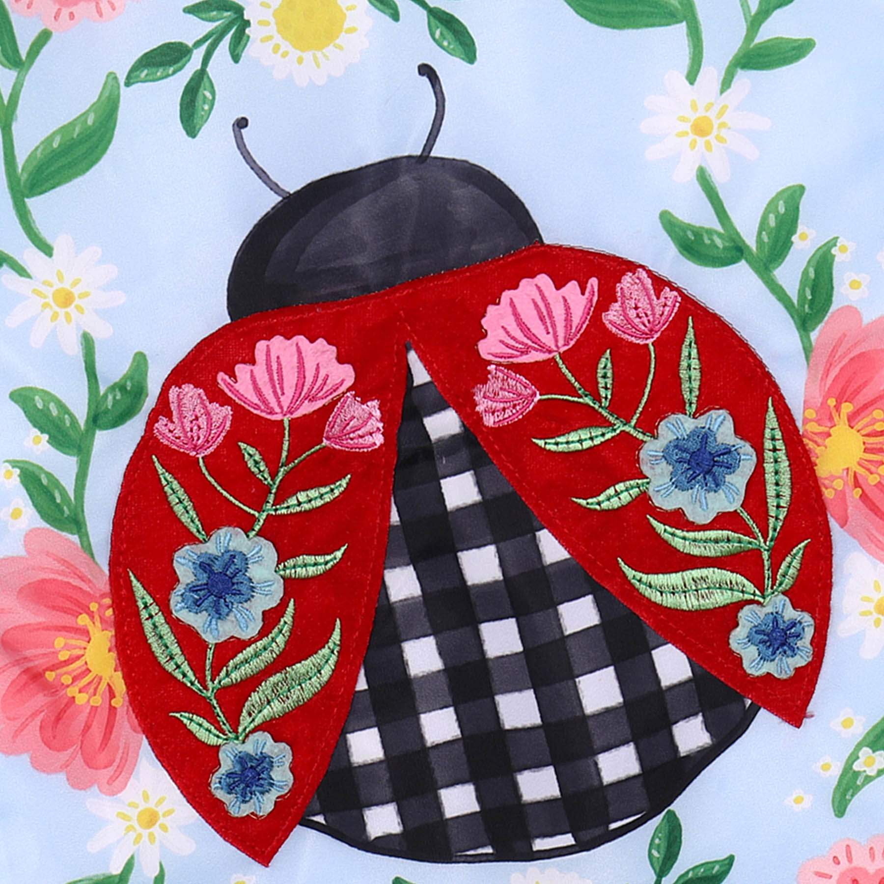 Patterned Ladybug Garden Flag, 18"