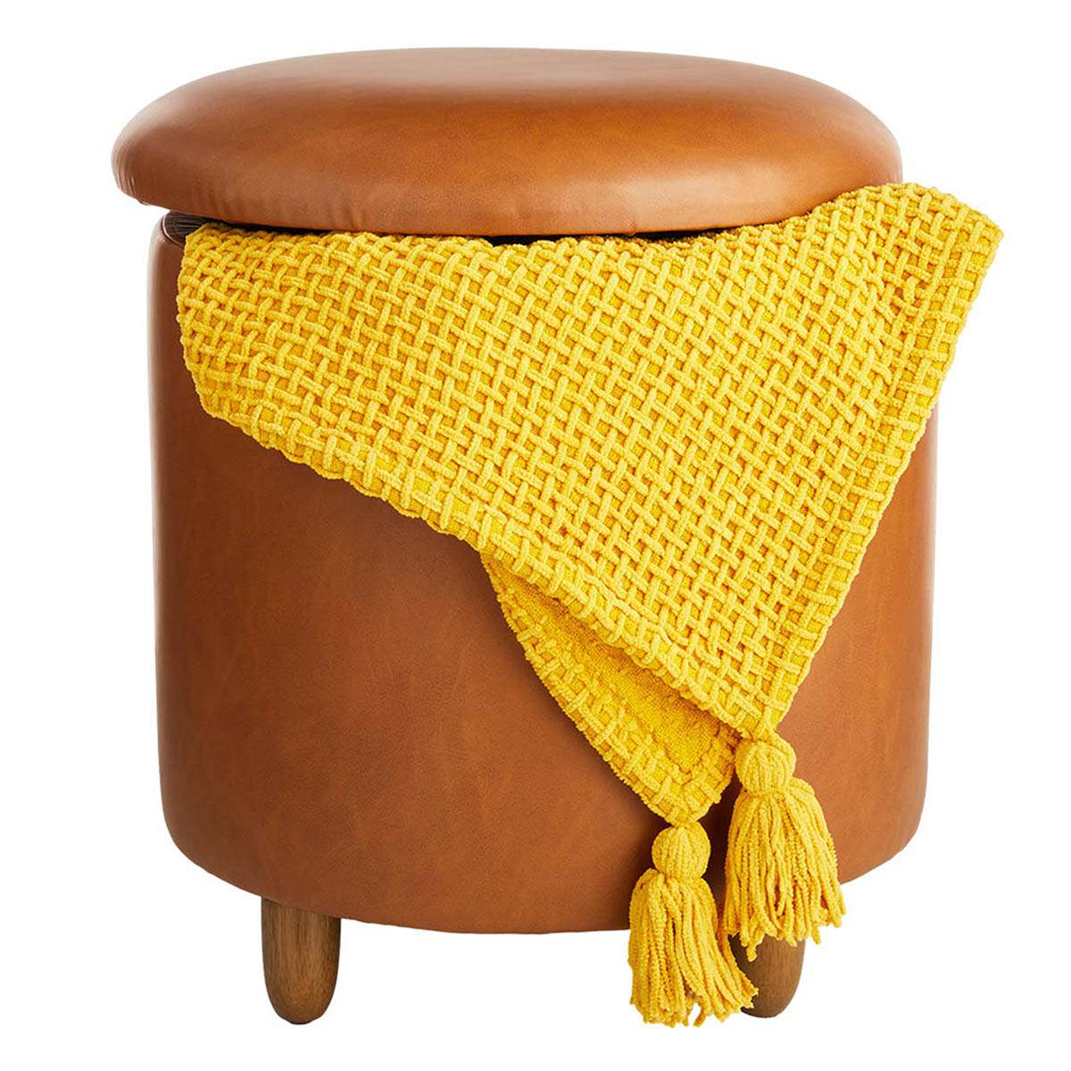 Beau Storage Ottoman, Cognac