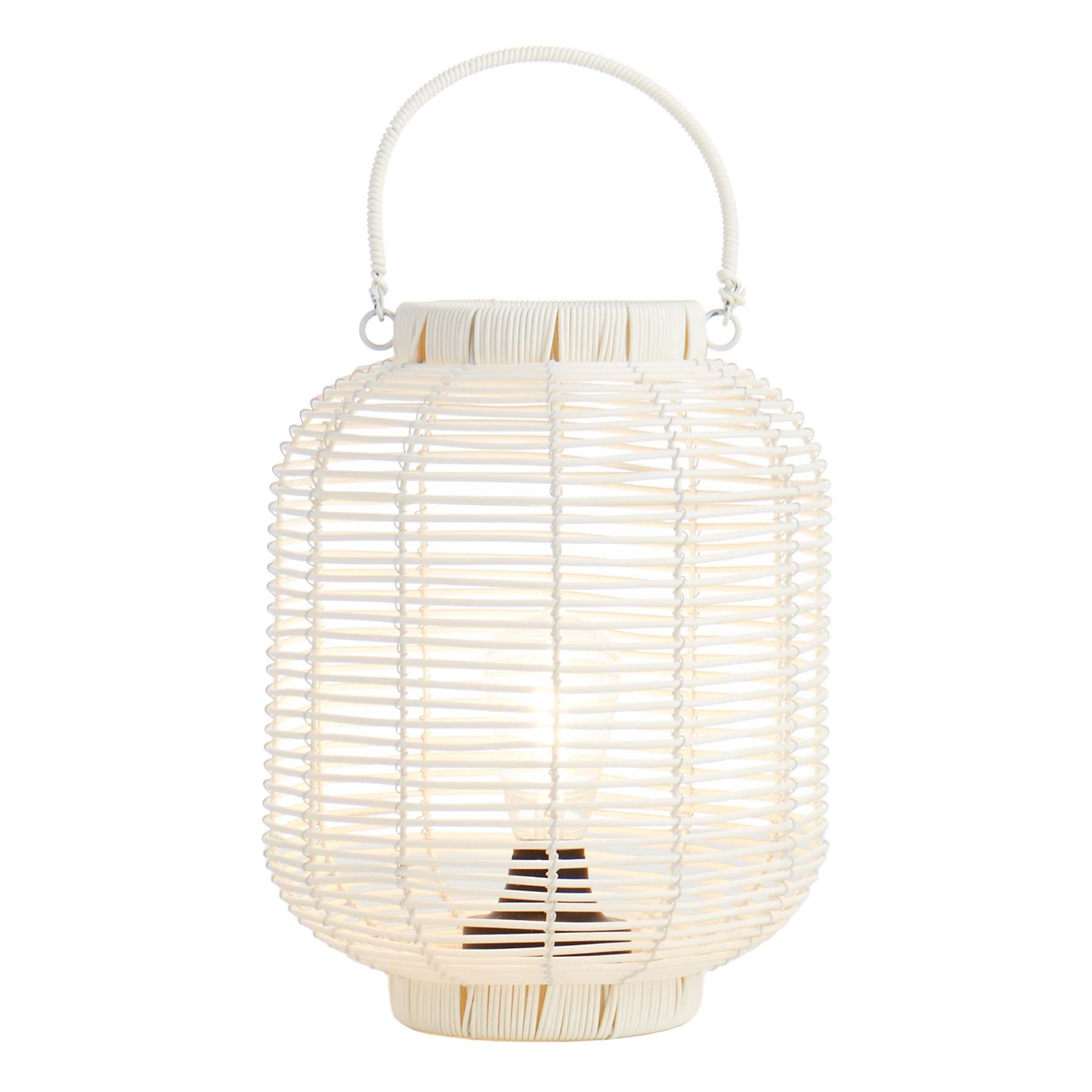 Found & Fable White Faux Wicker Barrel LED Outdoor Lantern, Medium