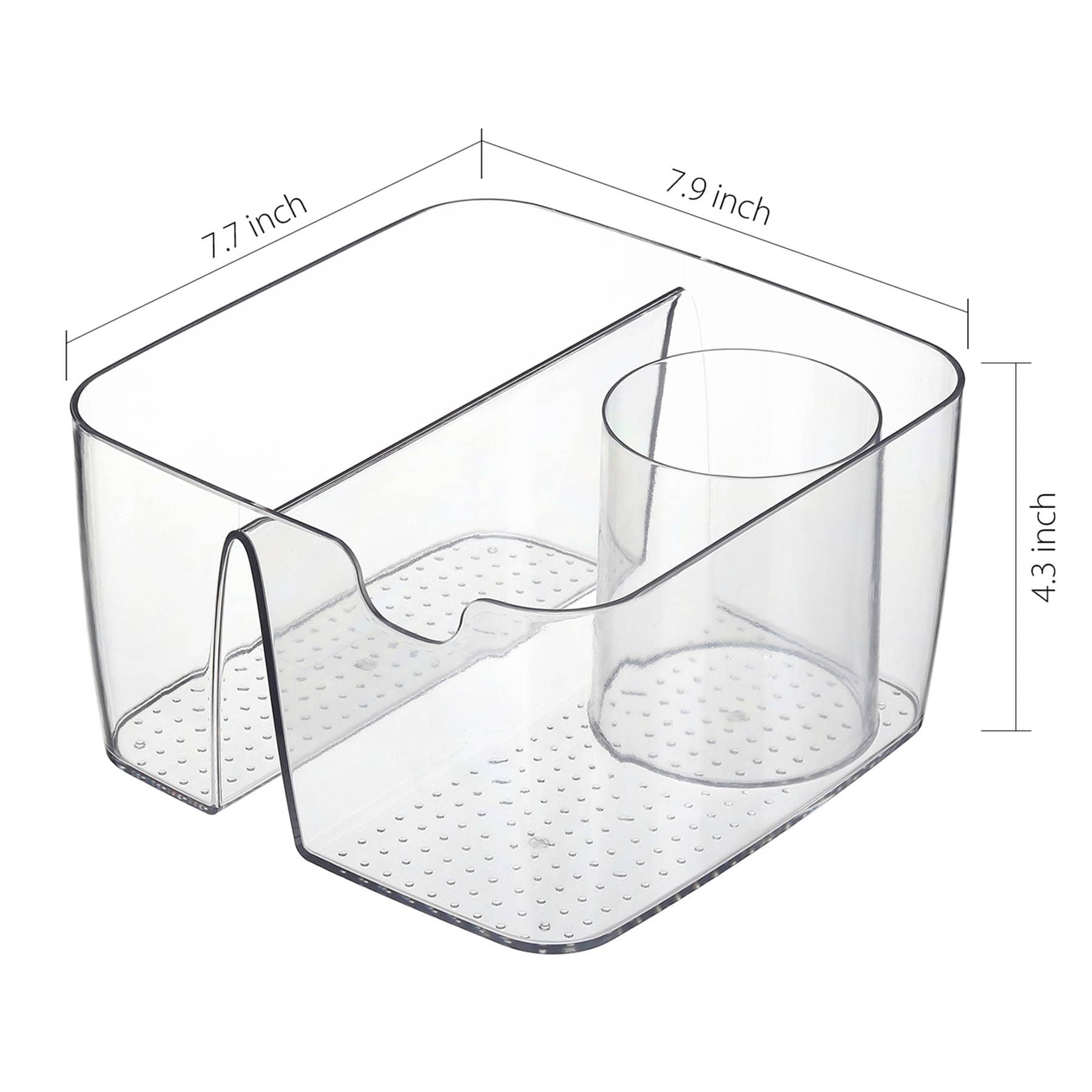 3-Section Clear Storage Bin with Holder