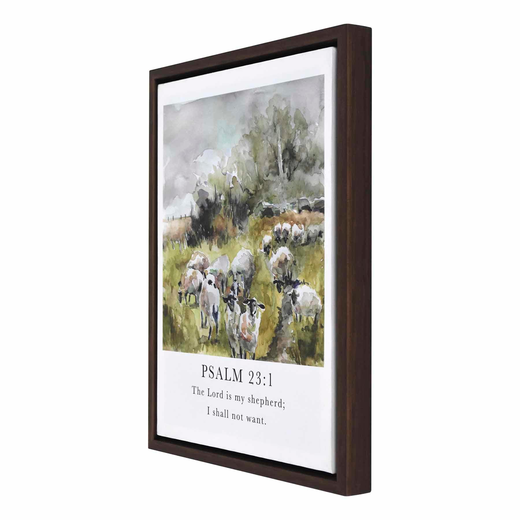13X15 Psalm 23 1 Framed Canvas Wall Art