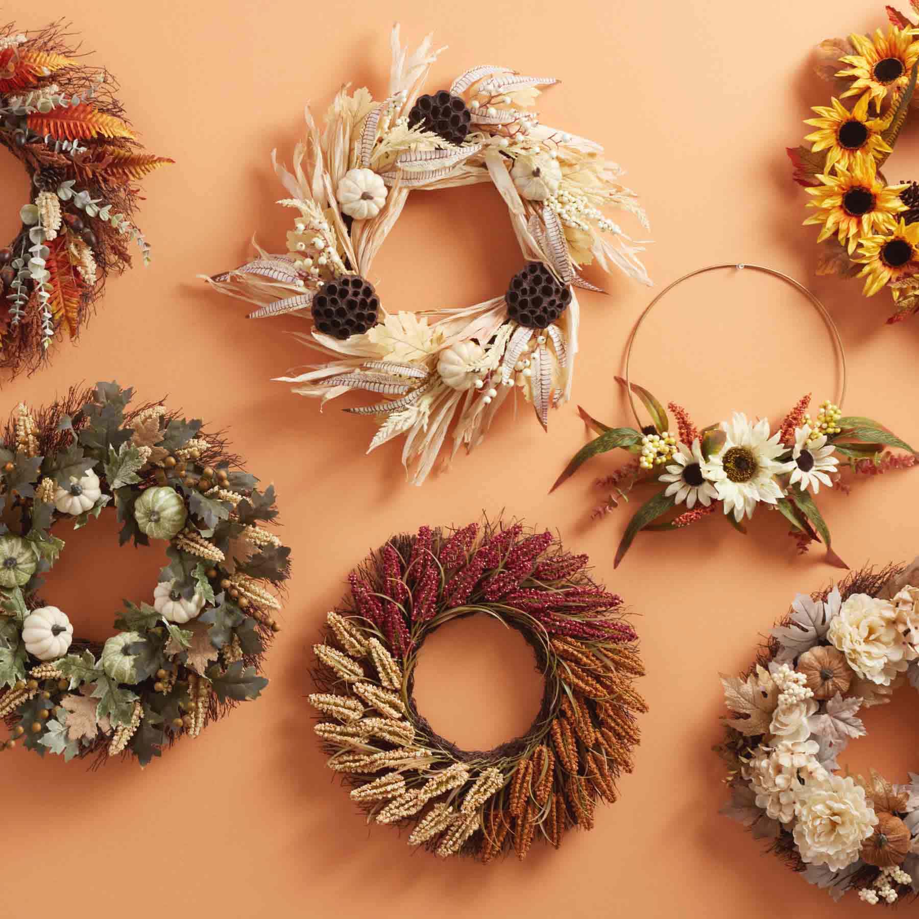 Orange, Yellow & Red Heather Wreath, 22"