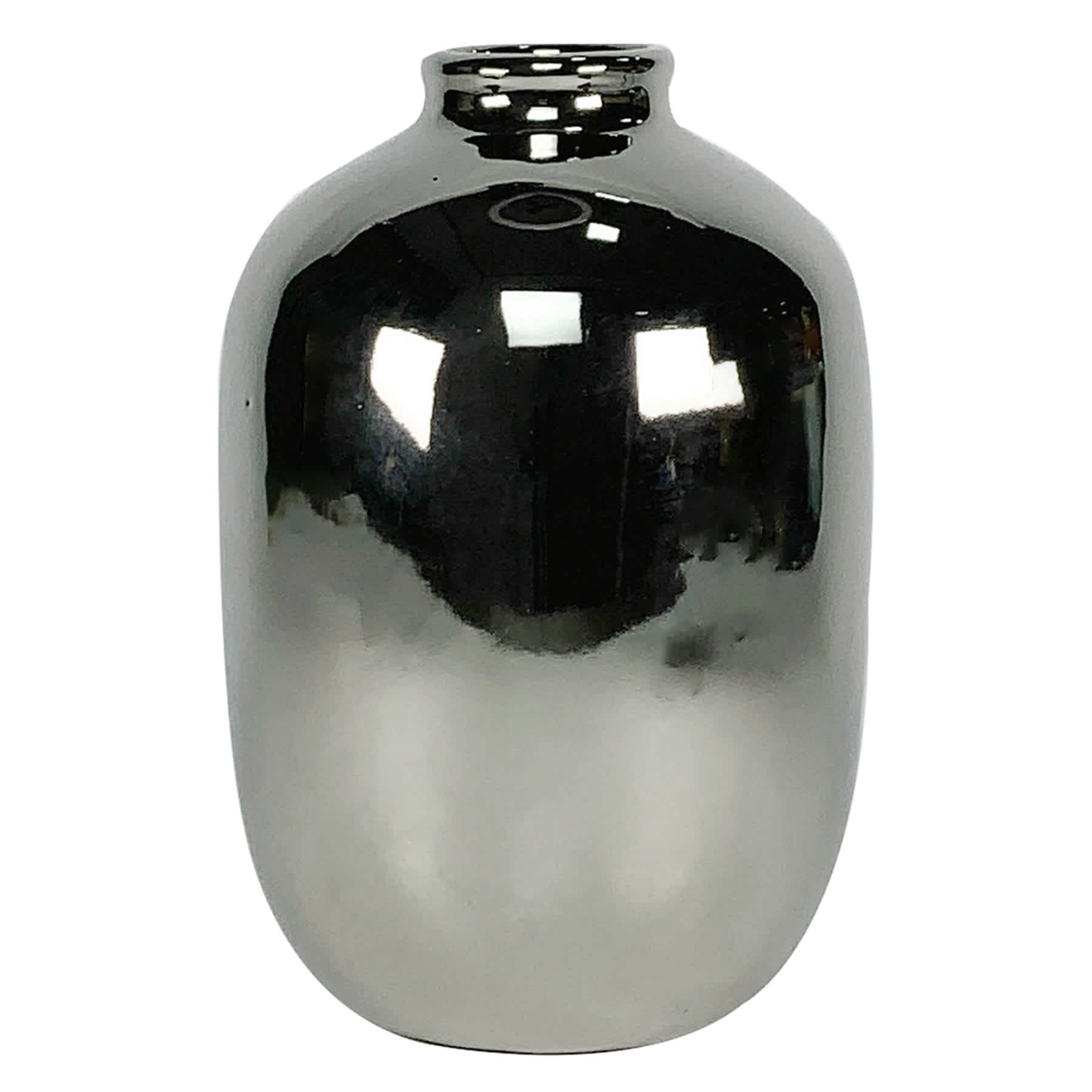 Silver Electro Ceramic Vase, 6"