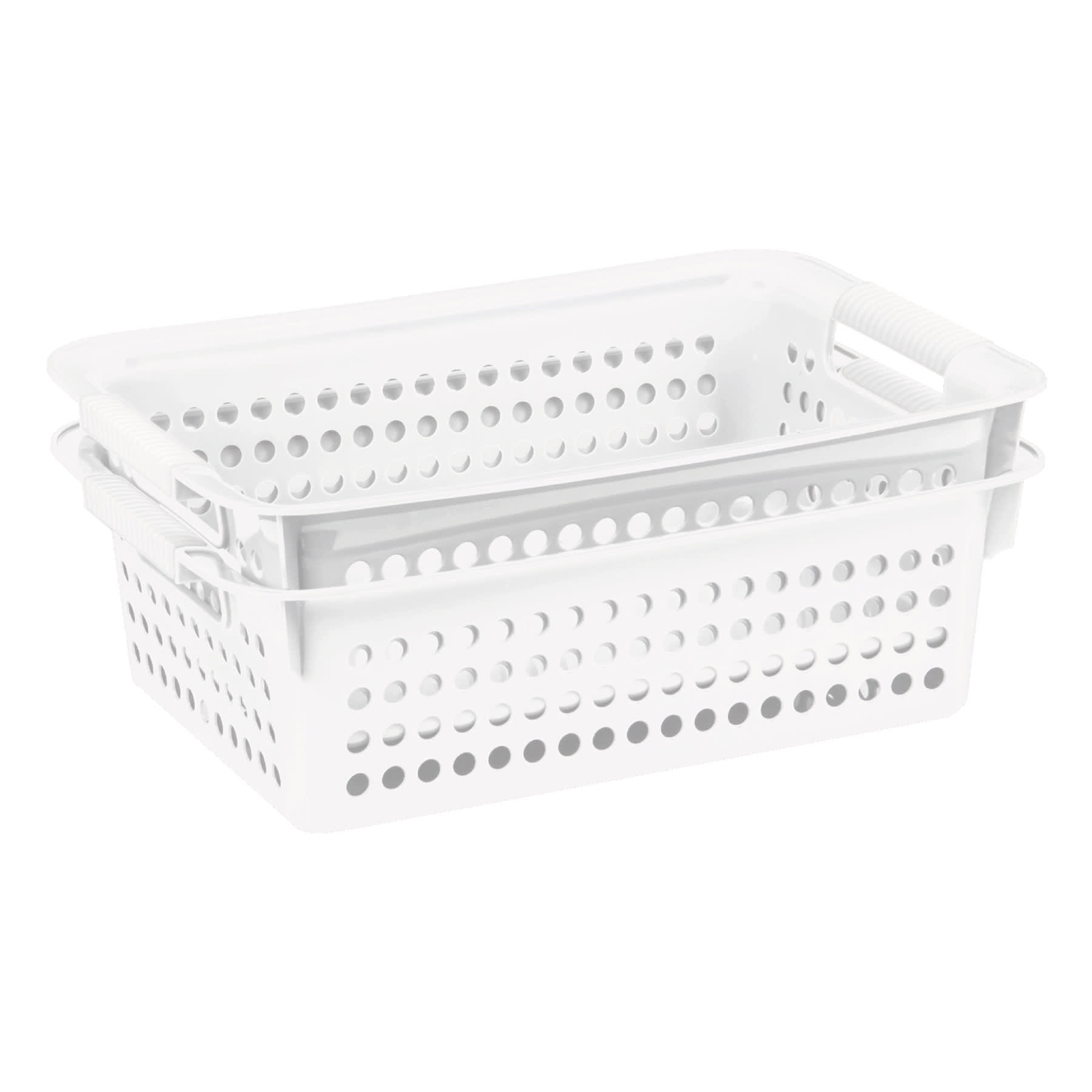 2-Pack White Circle Cutout Storage Basket, 13l
