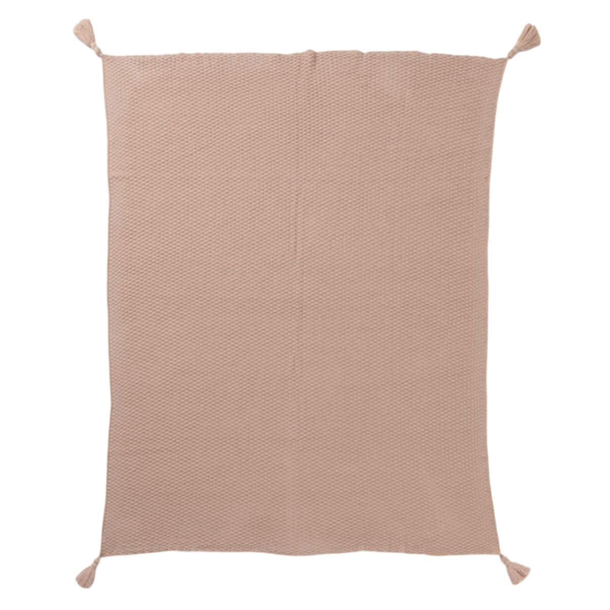 Found & Fable Beige Woven Throw Blanket with Tassels, 50x60
