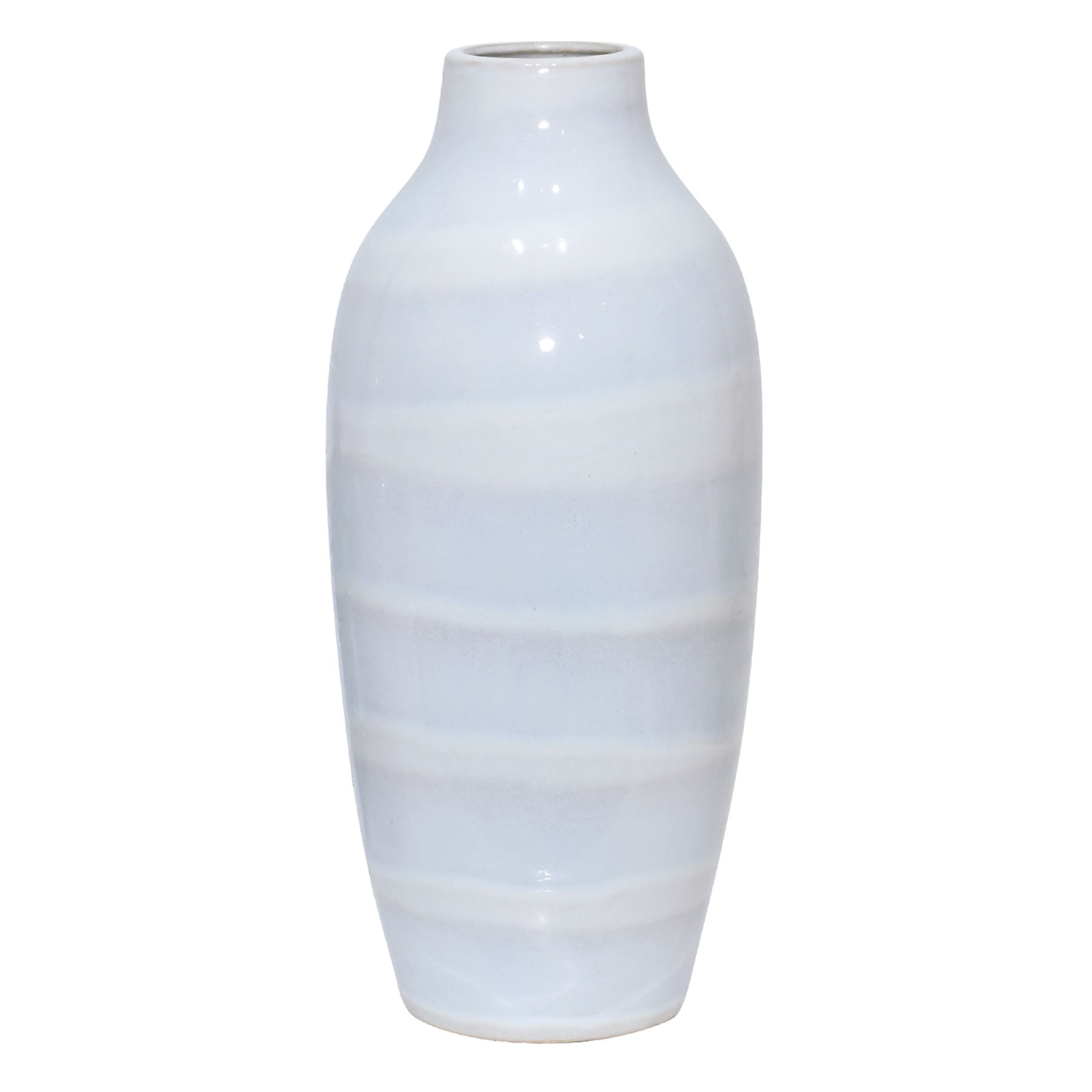 White & Light Blue Ceramic Vase, 18.5"