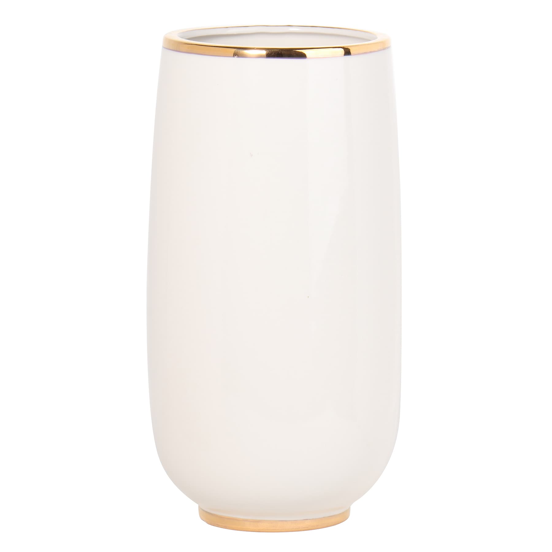 Providence White & Gold Electroplated Ceramic Vase, 9"
