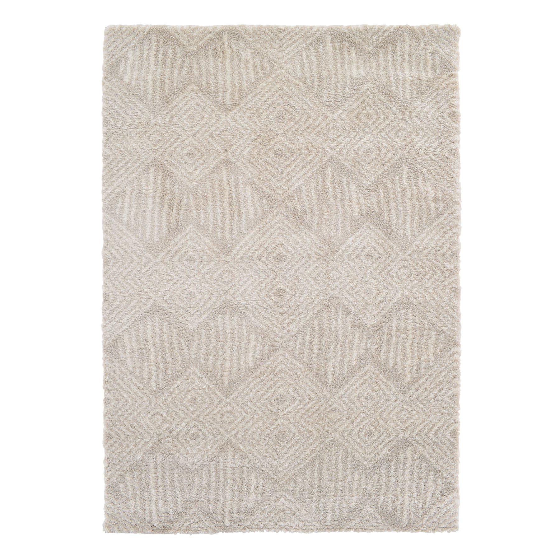 (C181) Macy Neutral Diamond Design Shag Area Rug, 8x10