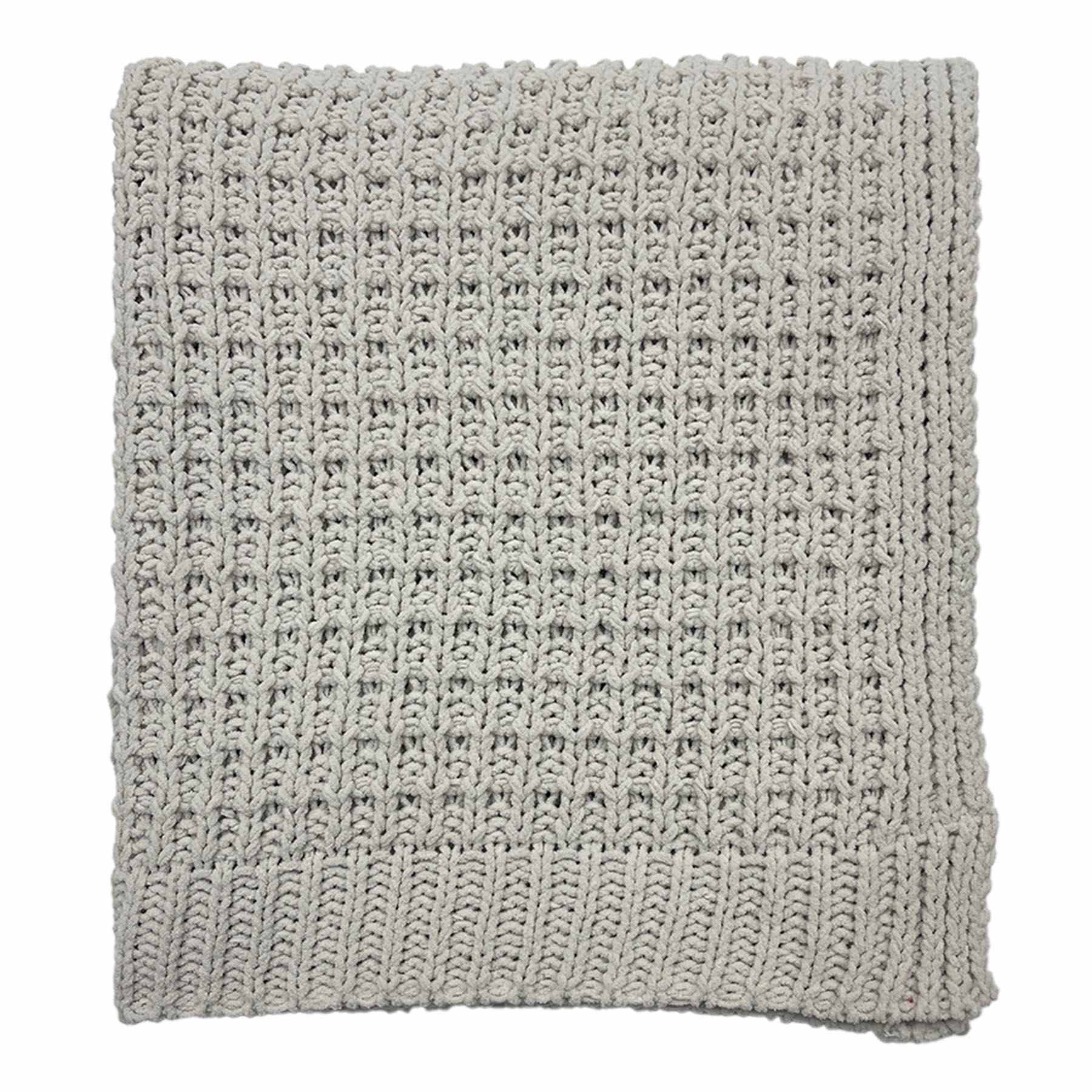Light Grey Chenille Knit Throw Blanket, 50x60
