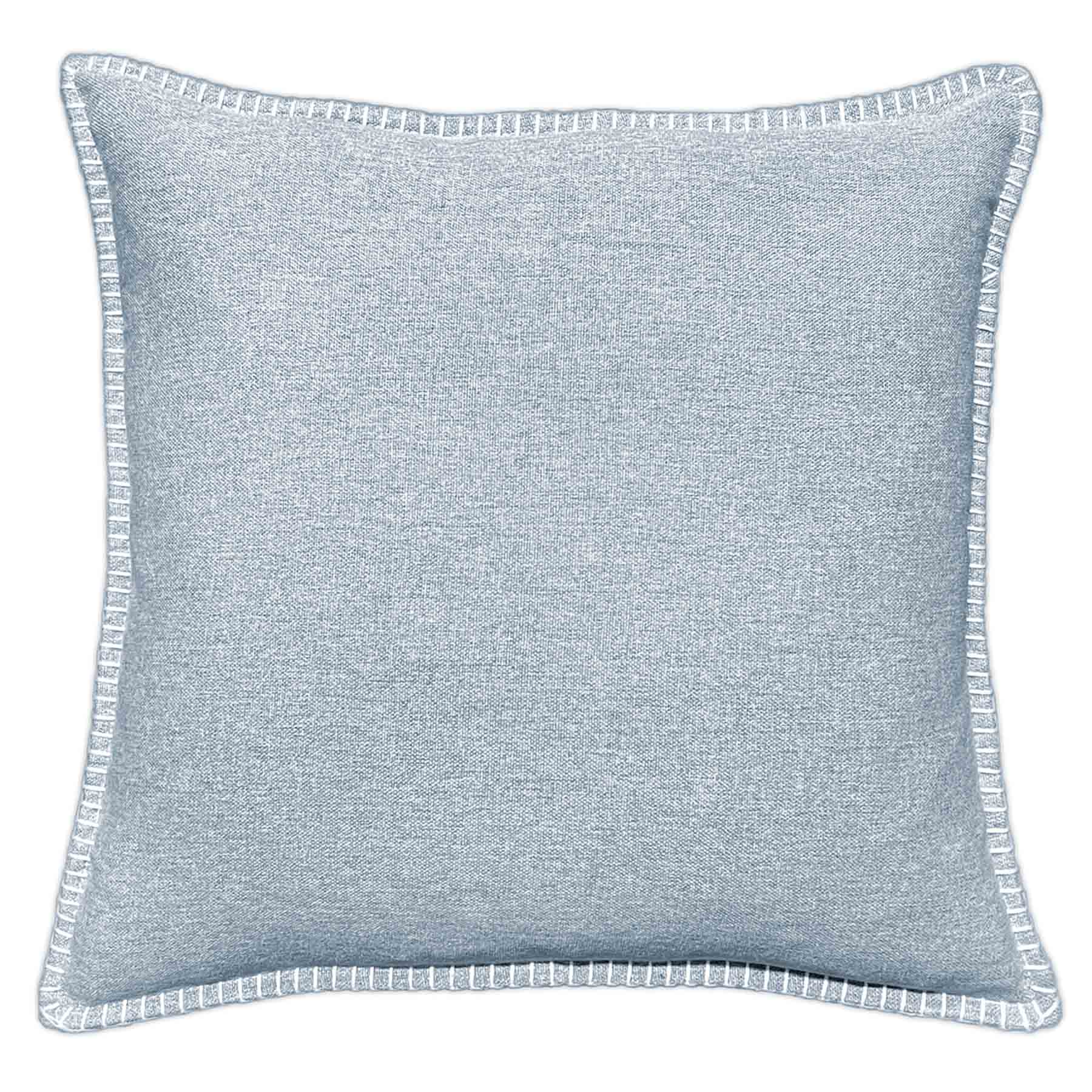 Blue Heathered Whip Stitch Feather Filled Throw Pillow, 18"