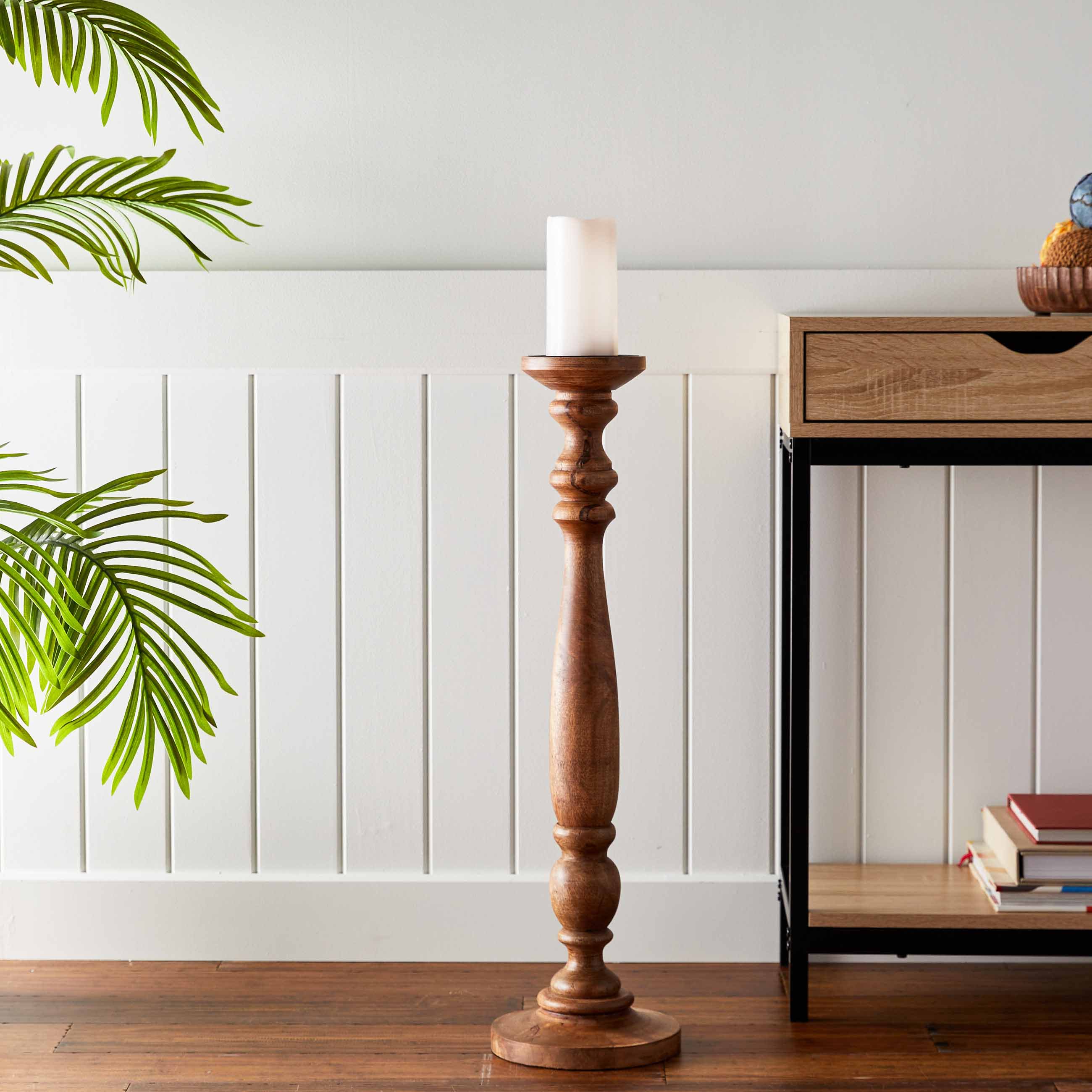 Honeybloom Brown Wooden Oversized Candle Holder, 30"