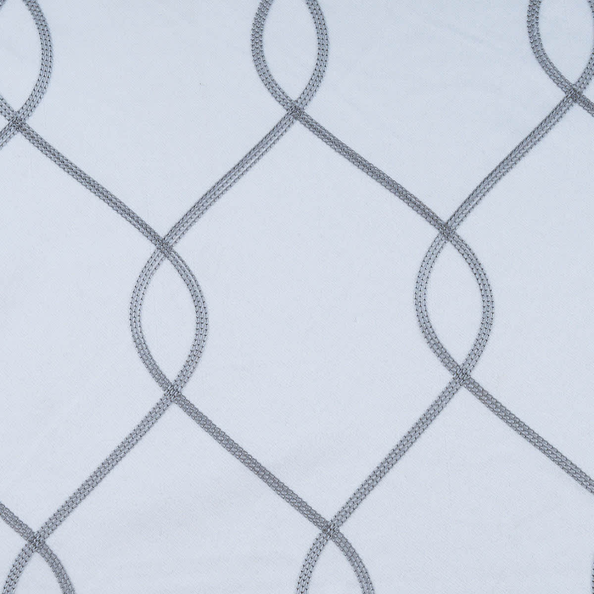 White & Grey Embroidered Blackout Grommet Curtain Panel, 95"