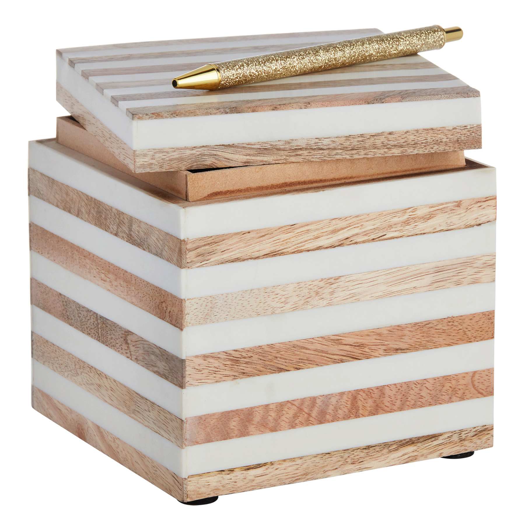 Wood-Look Decorative Box, 5"