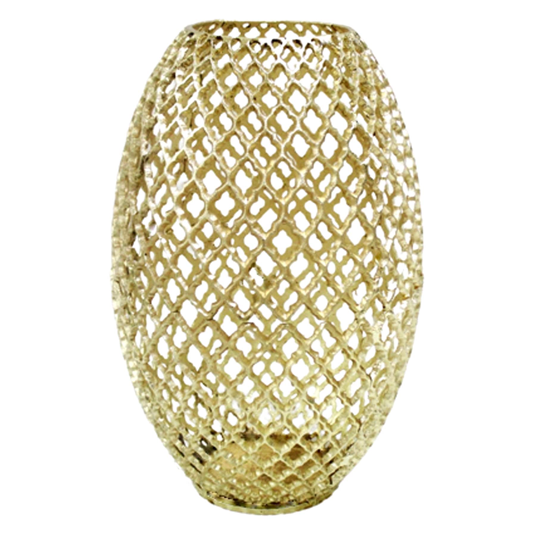 Providence Gold Metal Cutout Vase, 15"