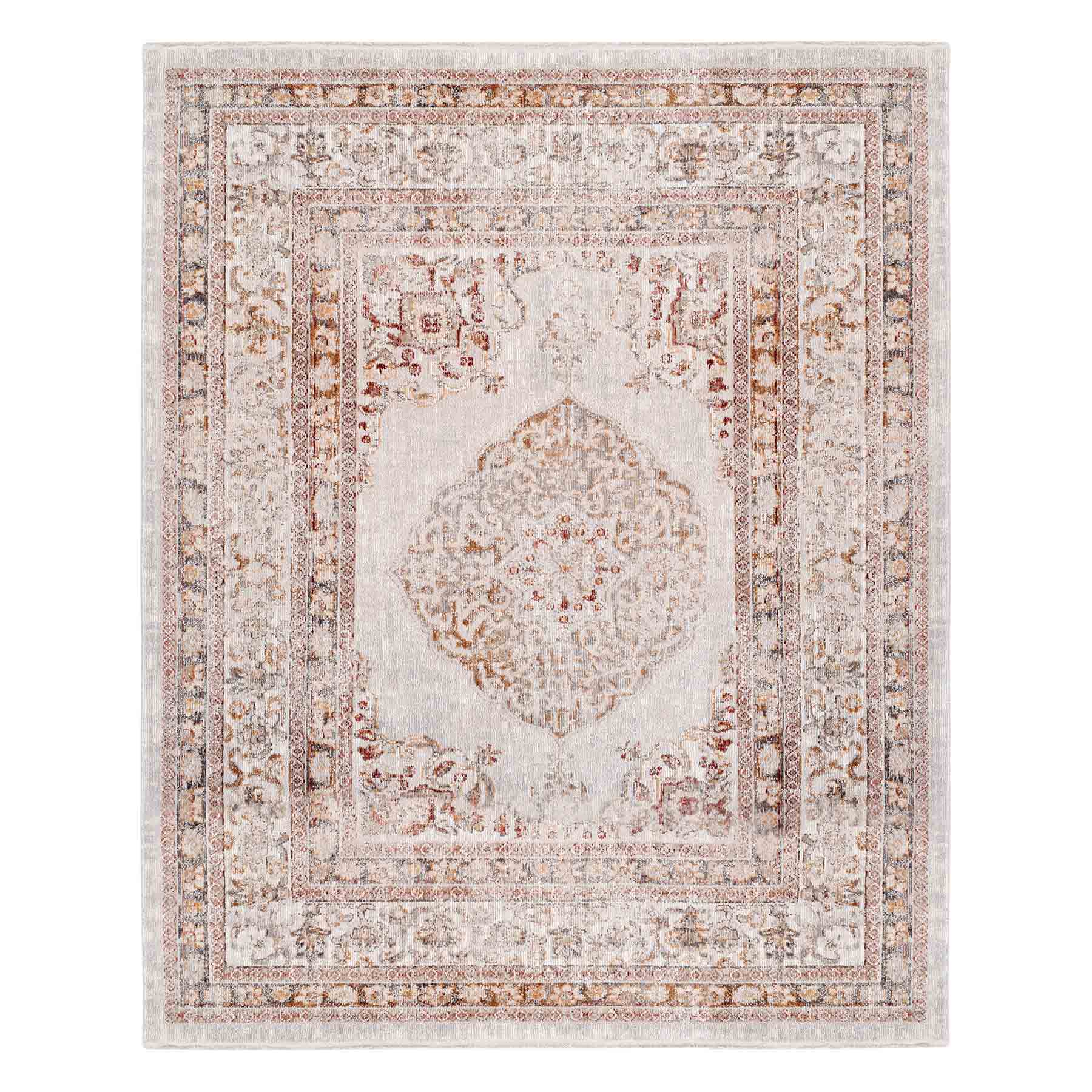 (B657) Blue & Ivory Faded Traditional Medallion Design Accent Rug, 3x5