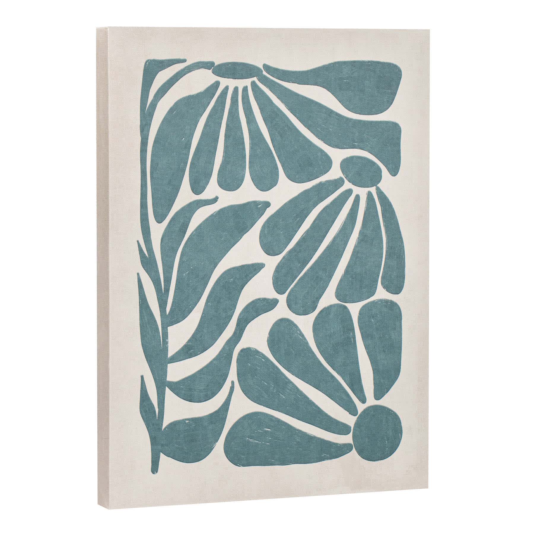 Aqua Boho Floral Canvas Wall Art, 12x16