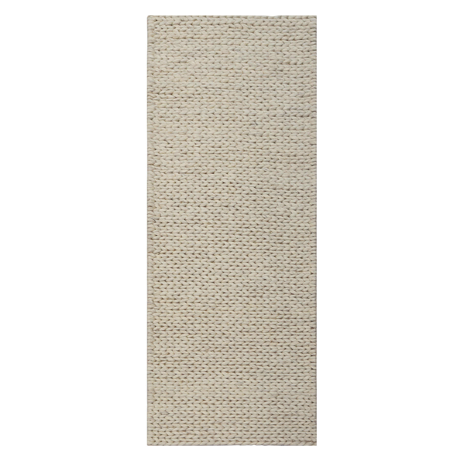 (A494) Honeybloom Ivory Chunky Knit Patterned Runner, 2x6